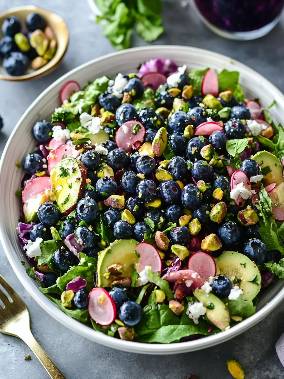 Vibrant Blueberry Pistachio Spring Salad with Creamy Dressing 5 Blueberry Pistachio Spring Salad
