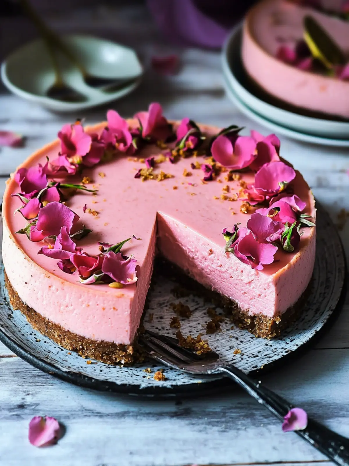 Eggless Baked Rose Cheesecake: A Floral Dream Dessert to Savor 4 Eggless Baked Rose Cheesecake