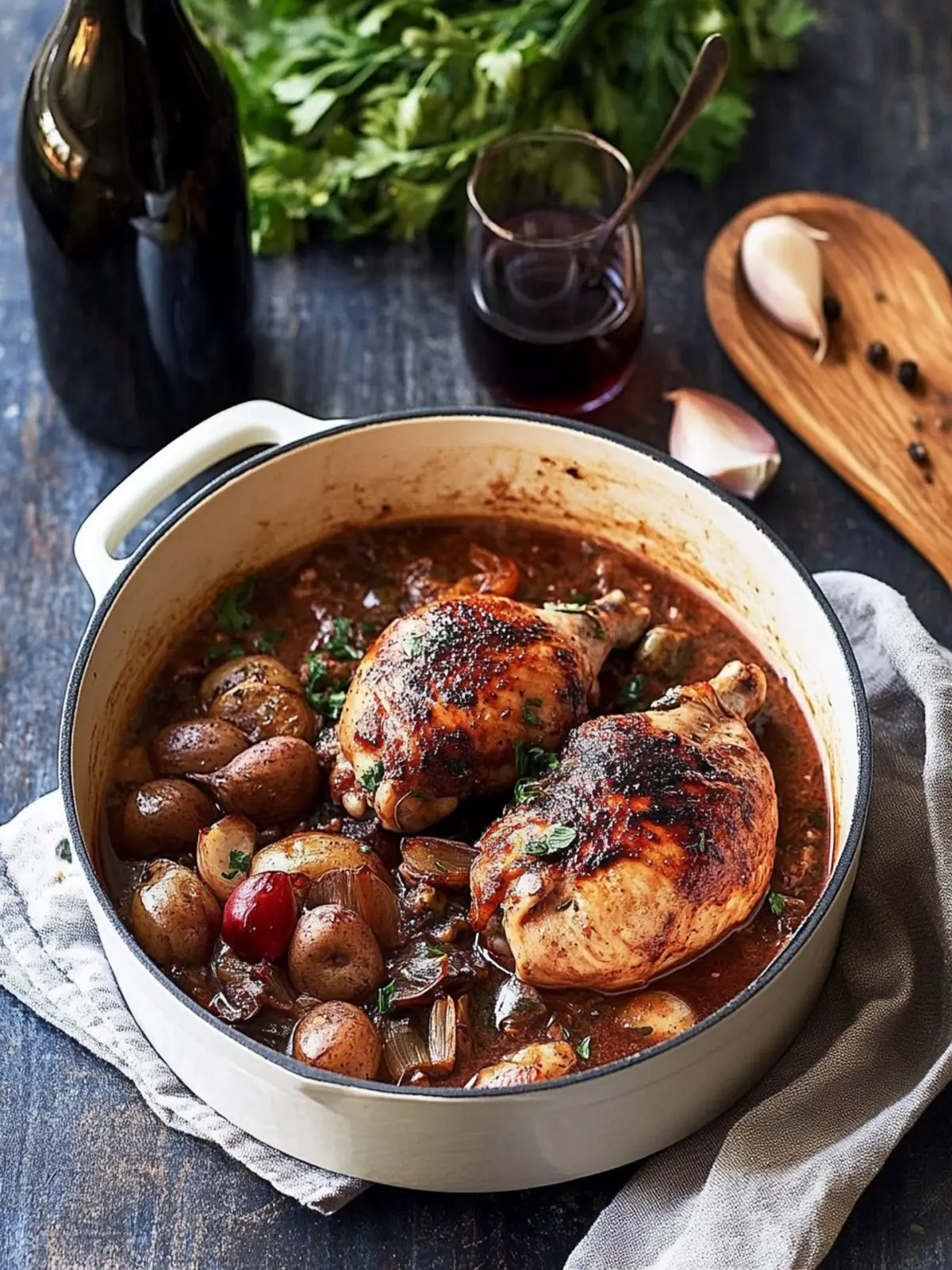 Savory Chicken Pinot Noir with Mushrooms and Fresh Basil Delight 2 Chicken Pinot Noir