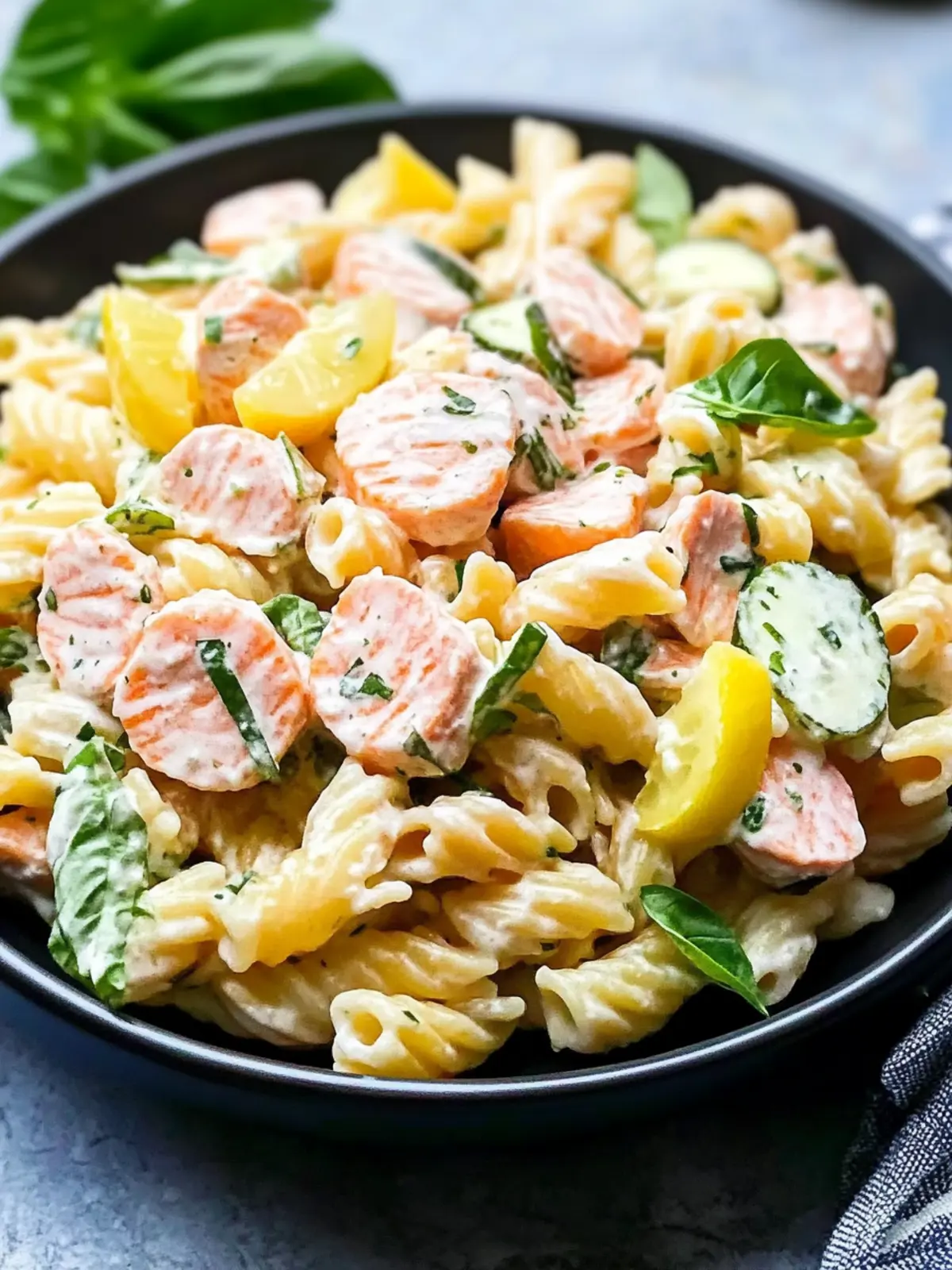 Delicious Salmon Pasta Salad with Crunchy Cucumber Twist 4 Salmon Pasta Salad