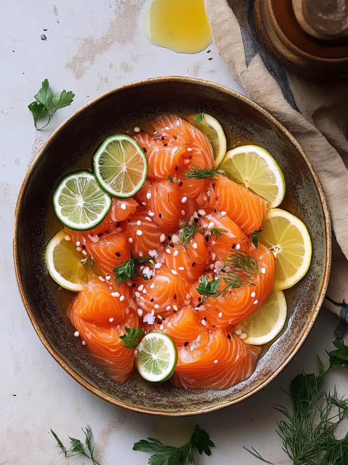 Fresh Salmon Crudo with Zesty Citrus Soy Dressing Delight 3 Salmon Crudo