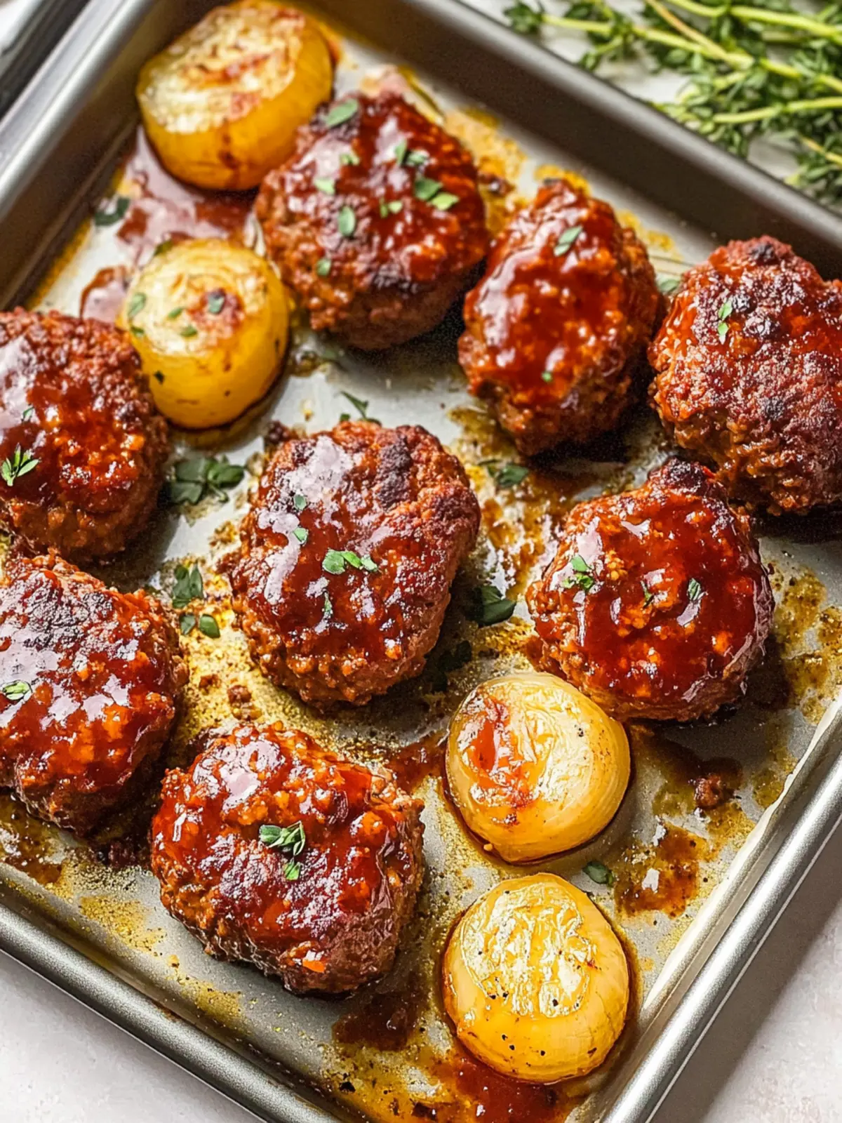 Savory Sheet Pan Mini Meatloaf with Crispy Roasted Potatoes 4 Sheet Pan Mini Meatloaf