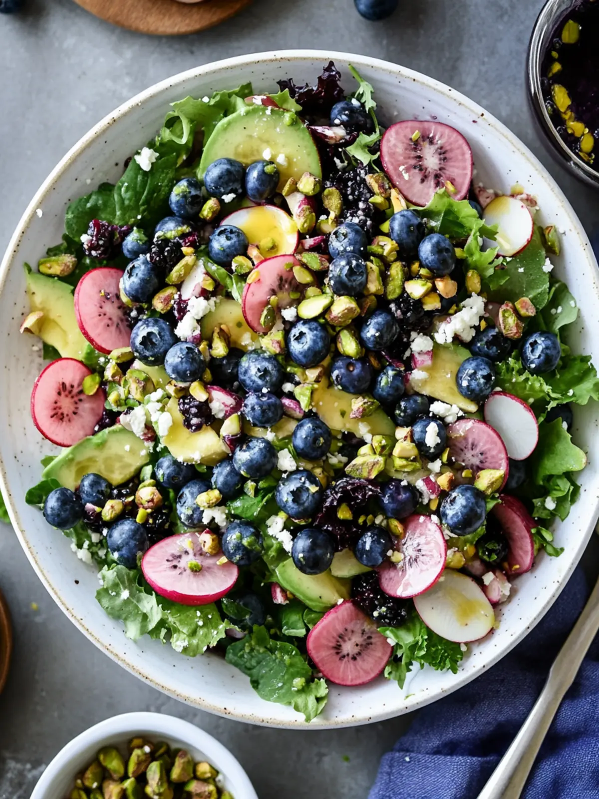 Vibrant Blueberry Pistachio Spring Salad with Creamy Dressing 3 Blueberry Pistachio Spring Salad