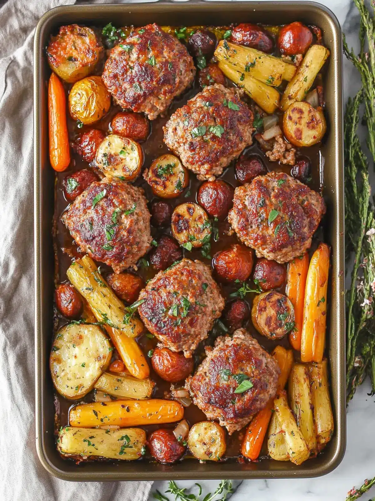 Flavorful Sheet Pan Mini Meatloaf with Crispy Veggies Delight 2 Sheet Pan Mini Meatloaf