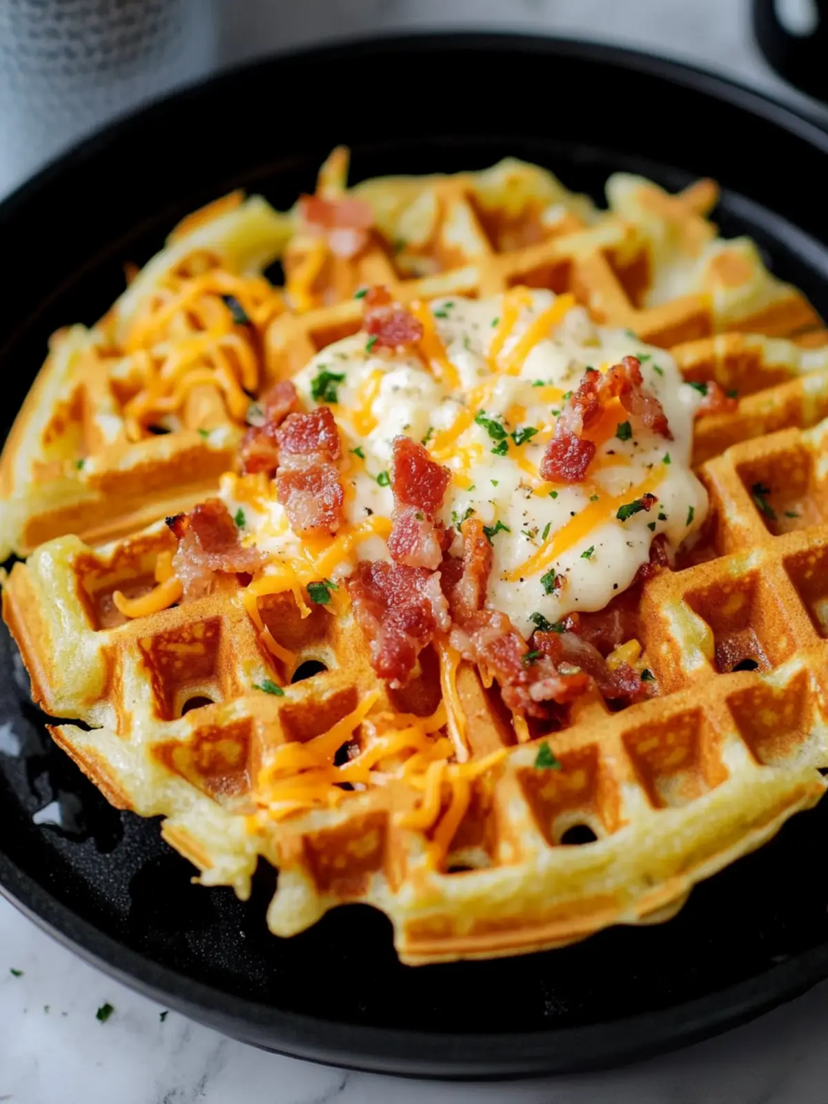 Bacon and Cheese Loaded Hashbrown Waffles for Ultimate Brunch Bliss 4 Bacon and Cheese Loaded Hashbrown Waffles