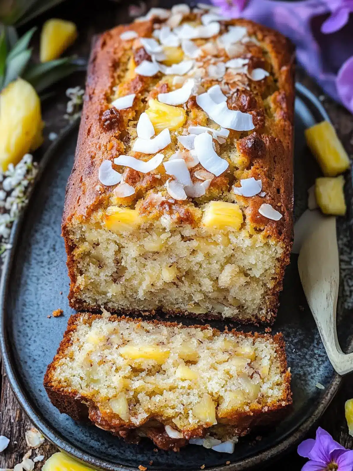 Hawaiian Banana Bread with Pineapple, Coconut & Macnuts Bliss 2 Hawaiian Banana Bread with Pineapple, Coconut & Macadamia Nuts