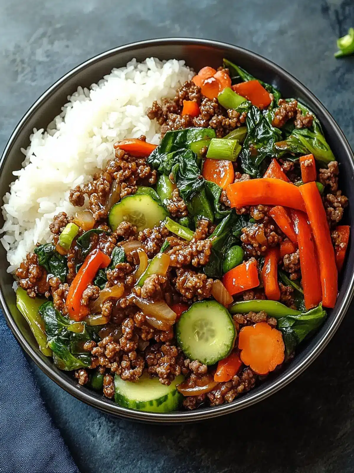Savory Spicy Ground Beef Stir-Fry Bowl in 30 Minutes 5 Spicy Ground Beef Stir-Fry Bowl