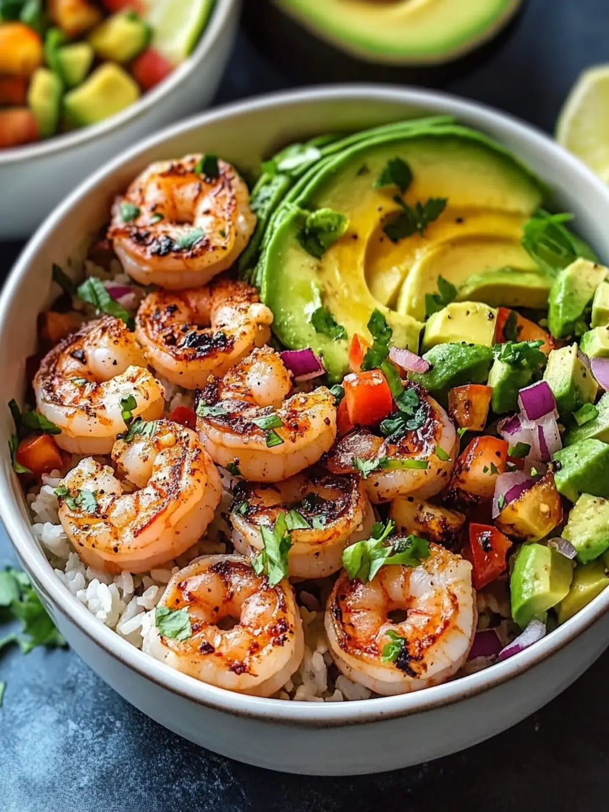 Tropical Shrimp and Avocado Bowls with Zesty Mango Salsa 4 Shrimp and Avocado Bowls