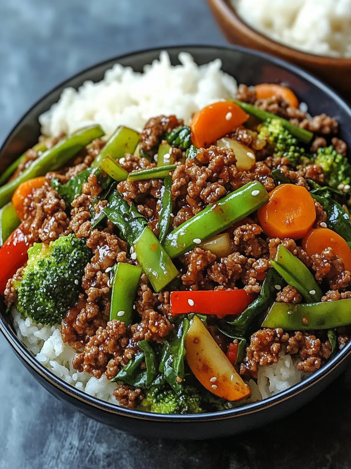 Savory Spicy Ground Beef Stir-Fry Bowl in 30 Minutes 2 Spicy Ground Beef Stir-Fry Bowl