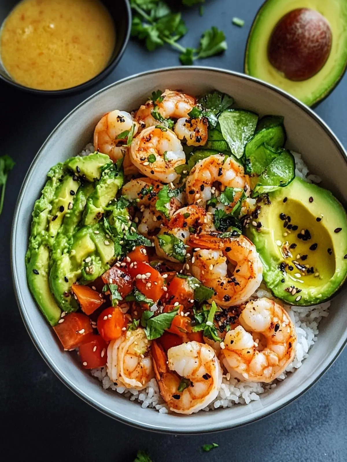 Tropical Shrimp and Avocado Bowls with Zesty Mango Salsa 2 Shrimp and Avocado Bowls