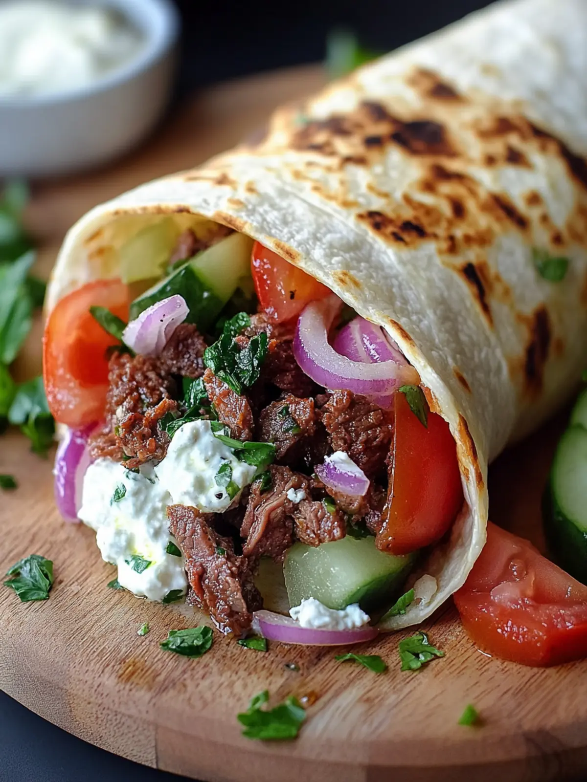 Greek Beef Wraps with Creamy Garlic Sauce – Your Quick Dinner Fix 3 Greek Beef Wraps