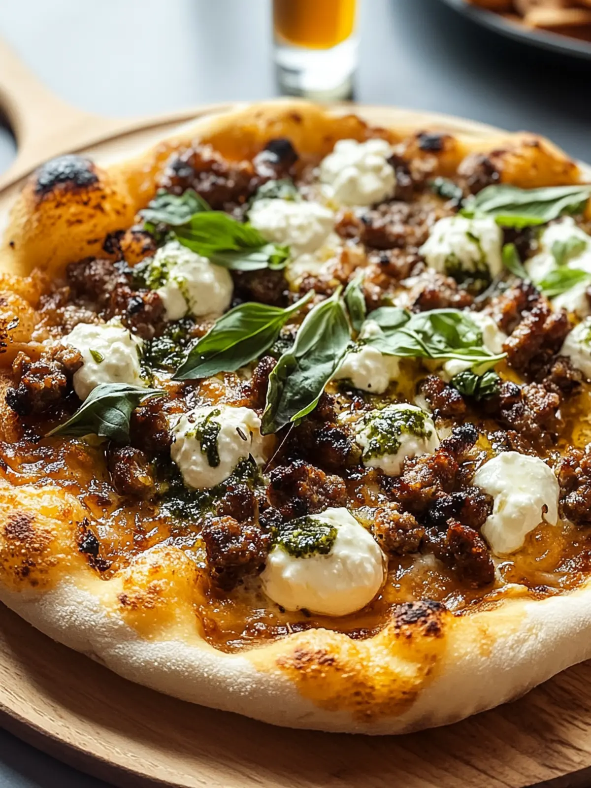 Savor Homemade Sausage Ricotta Honey Hot Pizza Tonight! 4 Sausage Ricotta Honey Hot Pizza
