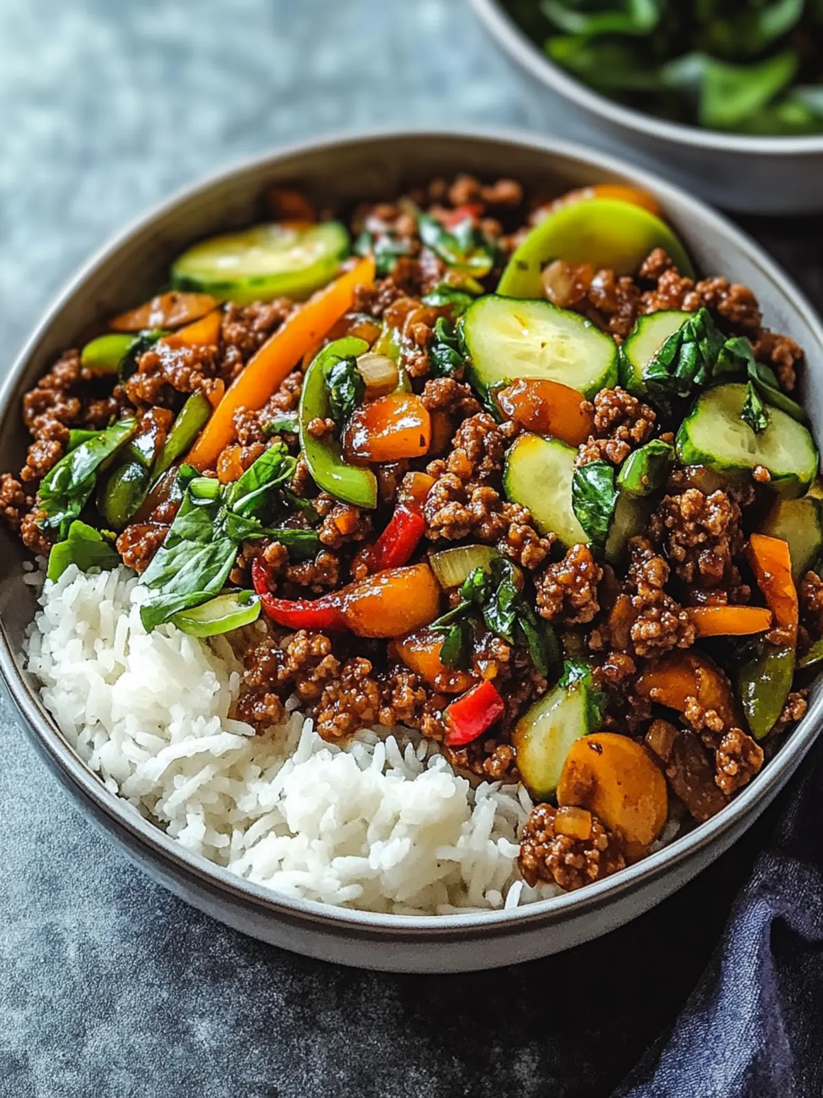 Savory Spicy Ground Beef Stir-Fry Bowl in 30 Minutes 4 Spicy Ground Beef Stir-Fry Bowl