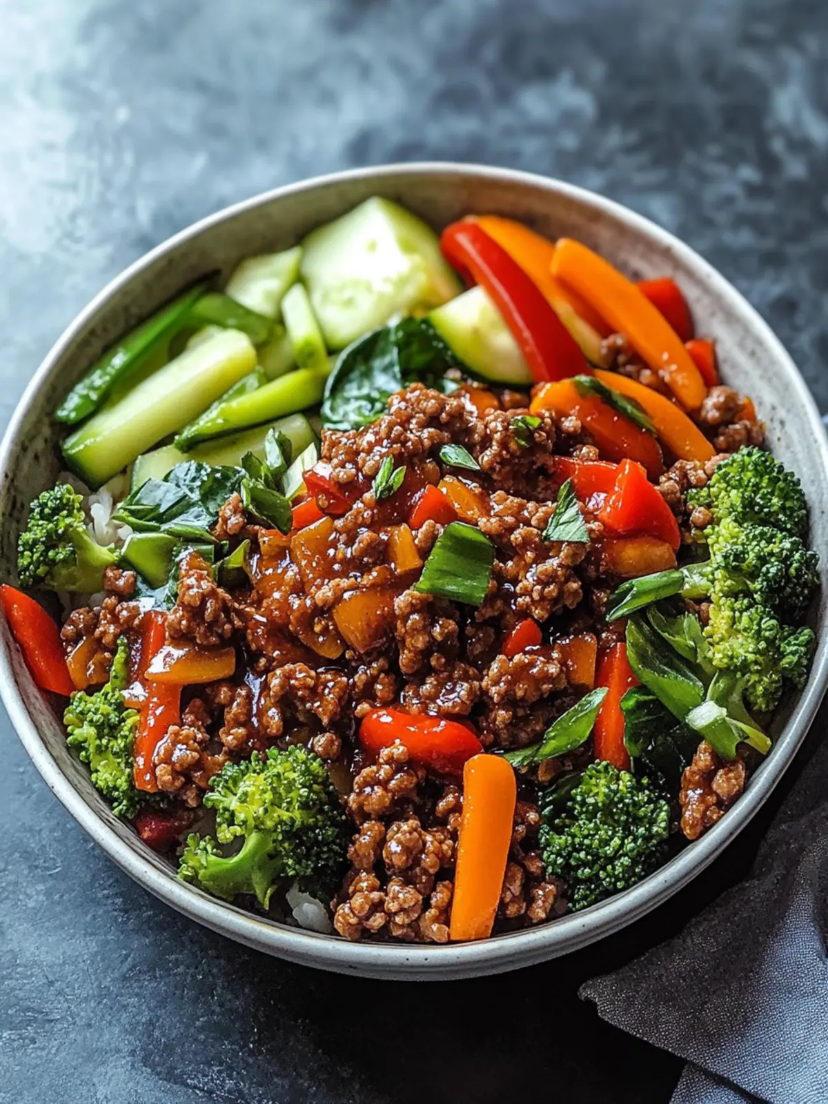 Savory Spicy Ground Beef Stir-Fry Bowl in 30 Minutes 3 Spicy Ground Beef Stir-Fry Bowl