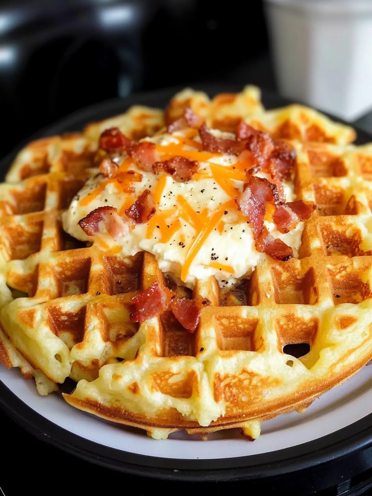 Bacon and Cheese Loaded Hashbrown Waffles for Ultimate Brunch Bliss 3 Bacon and Cheese Loaded Hashbrown Waffles