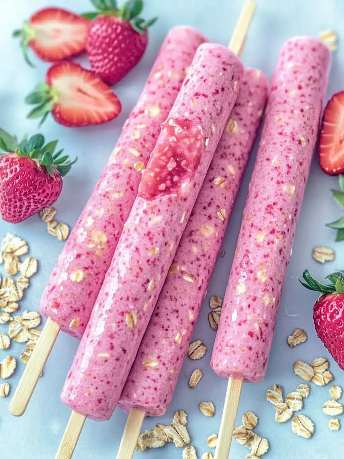 Delicious Strawberry Oat Smoothie Sticks for Healthy Snacking 3 Strawberry Oat Smoothie Sticks