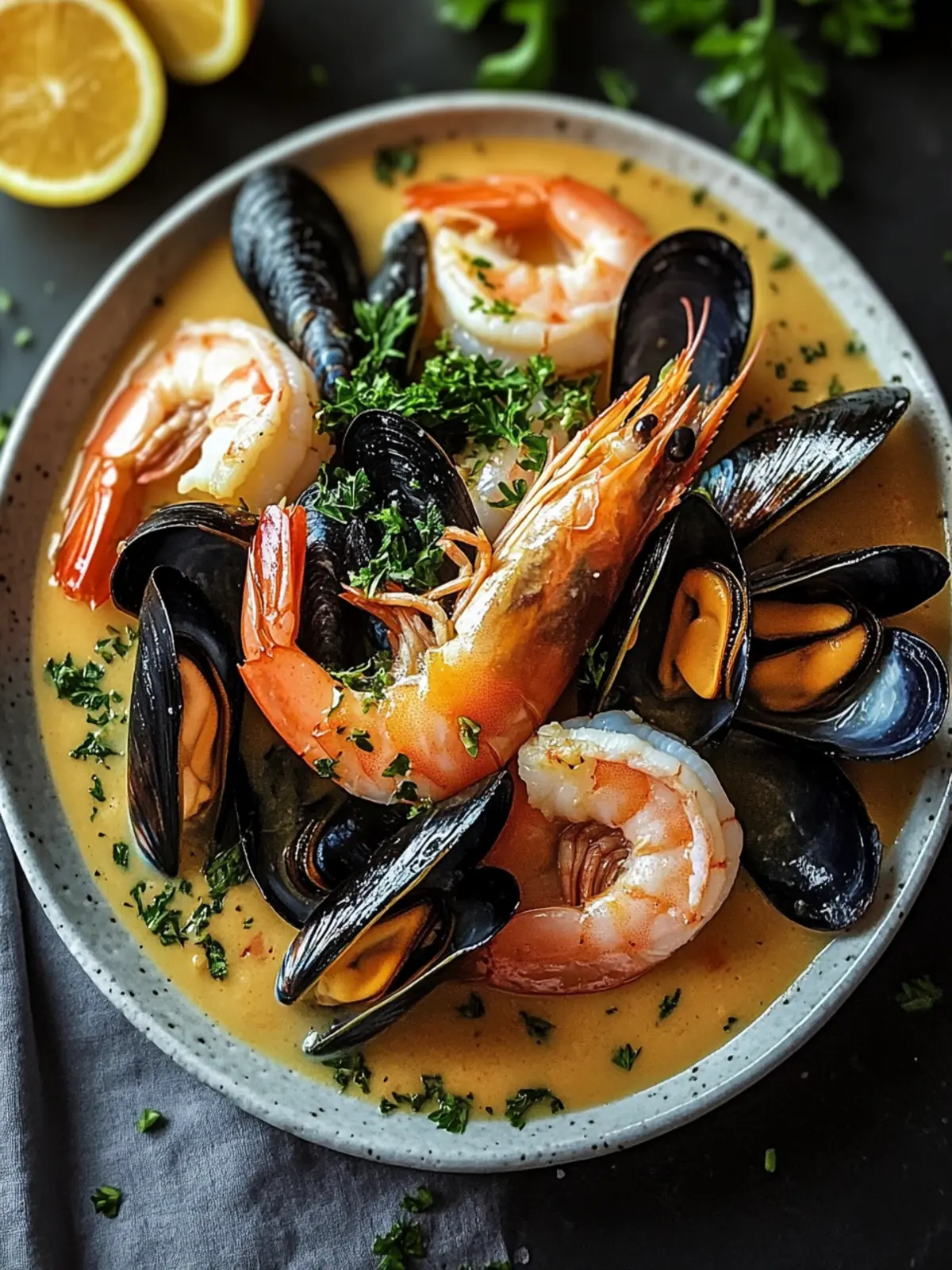Savory Shrimp and Mussels in Creamy Garlic Bliss 4 Shrimp and Mussels
