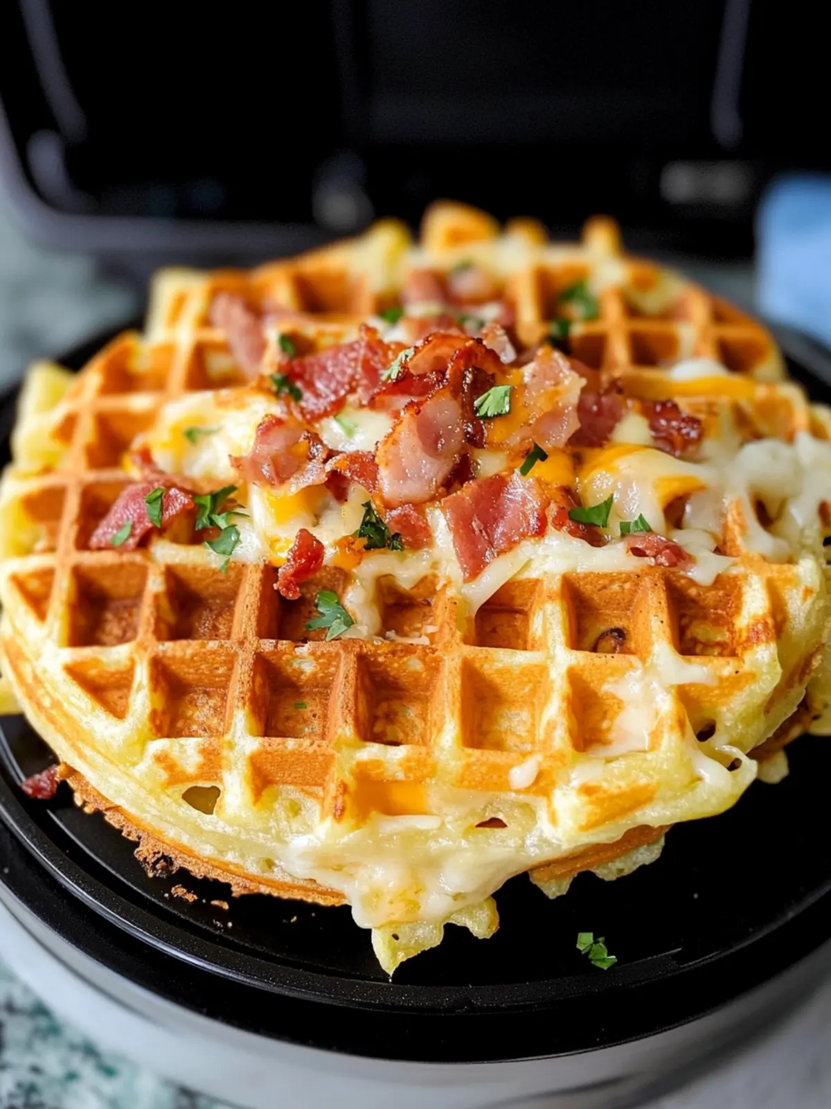 Bacon and Cheese Loaded Hashbrown Waffles for Ultimate Brunch Bliss 2 Bacon and Cheese Loaded Hashbrown Waffles