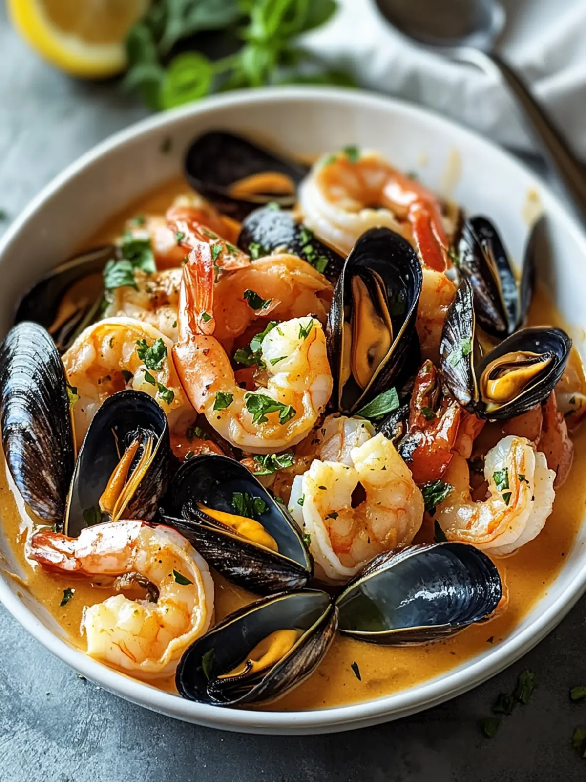 Savory Shrimp and Mussels in Creamy Garlic Bliss 3 Shrimp and Mussels