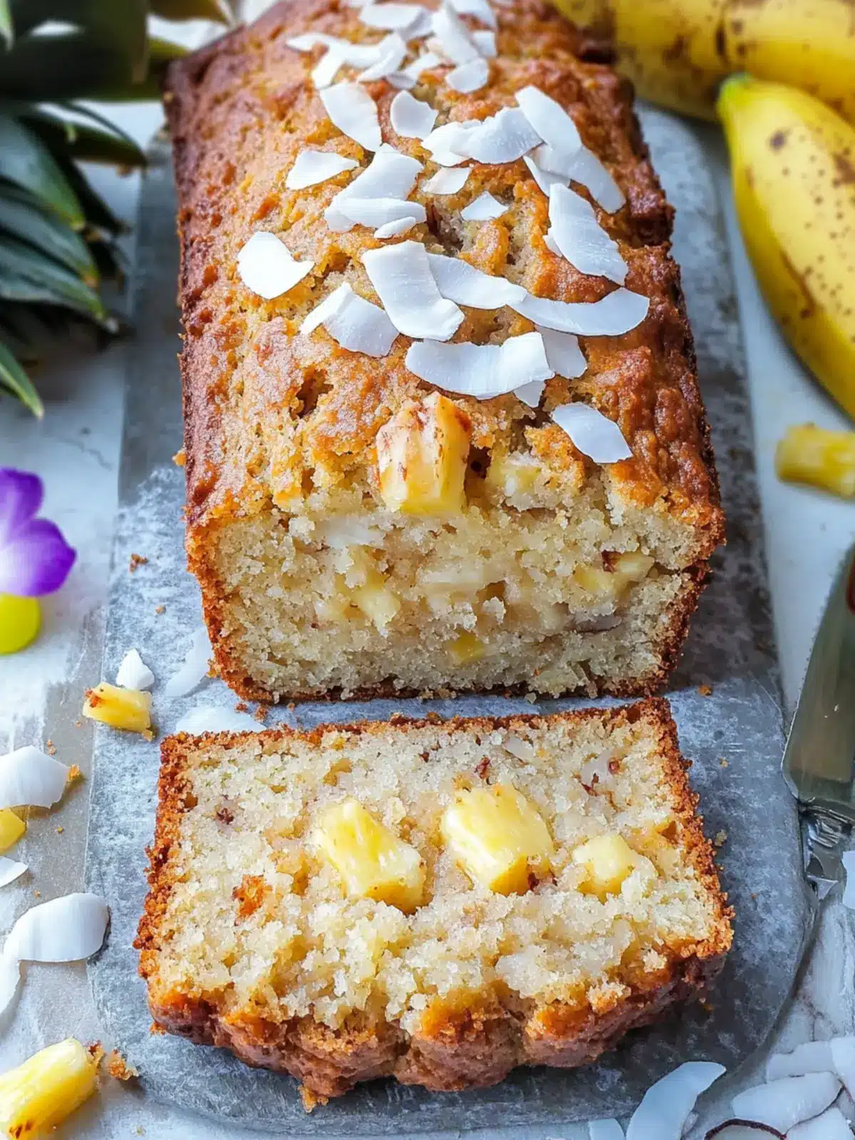 Hawaiian Banana Bread with Pineapple, Coconut & Macnuts Bliss 3 Hawaiian Banana Bread with Pineapple, Coconut & Macadamia Nuts