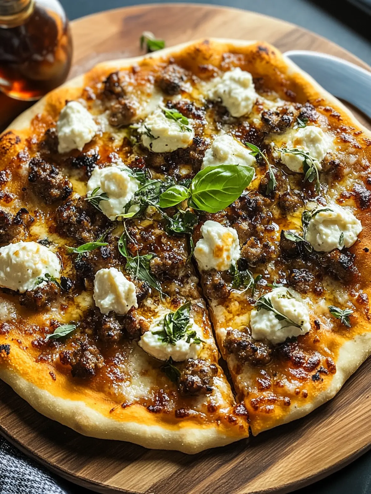 Savor Homemade Sausage Ricotta Honey Hot Pizza Tonight! 2 Sausage Ricotta Honey Hot Pizza
