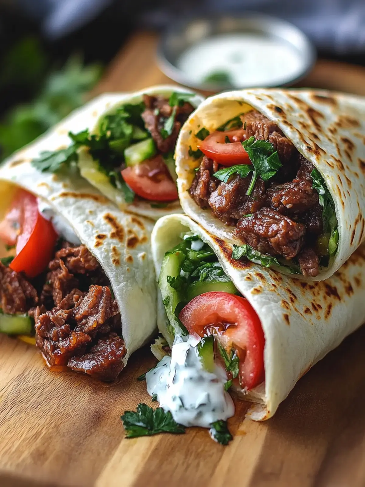 Greek Beef Wraps with Creamy Garlic Sauce – Your Quick Dinner Fix 5 Greek Beef Wraps