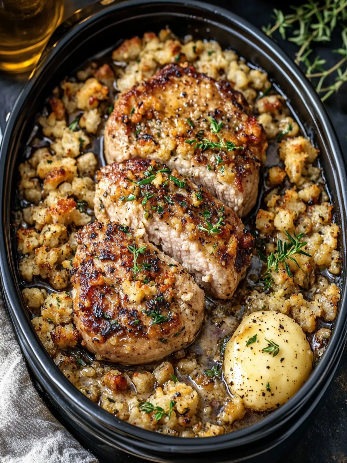 Savory Pork Stuffing-Bed Chops for Cozy Family Dinners 3 Pork Stuffing-Bed Chops