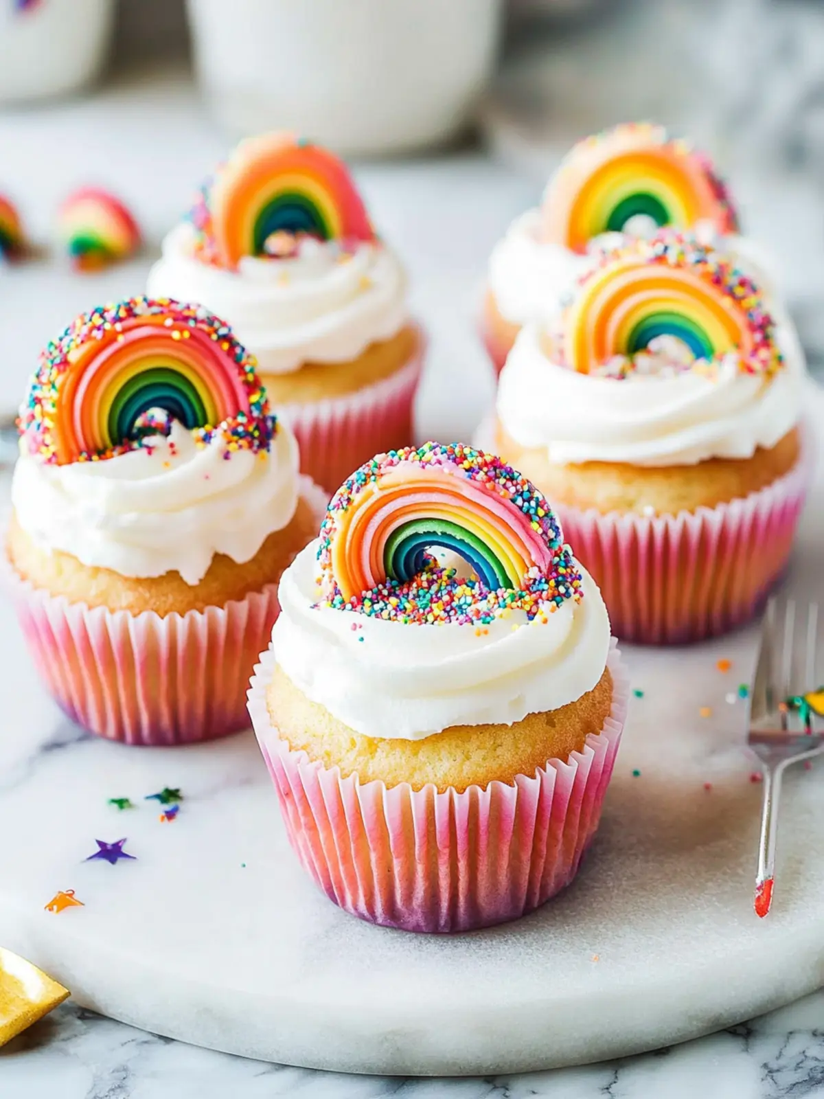 Delicious Rainbow Cupcakes with Fun Frosting Surprise 3 Rainbow Cupcakes