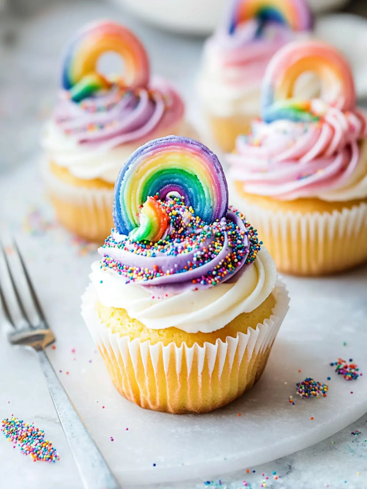Delicious Rainbow Cupcakes with Fun Frosting Surprise 5 Rainbow Cupcakes