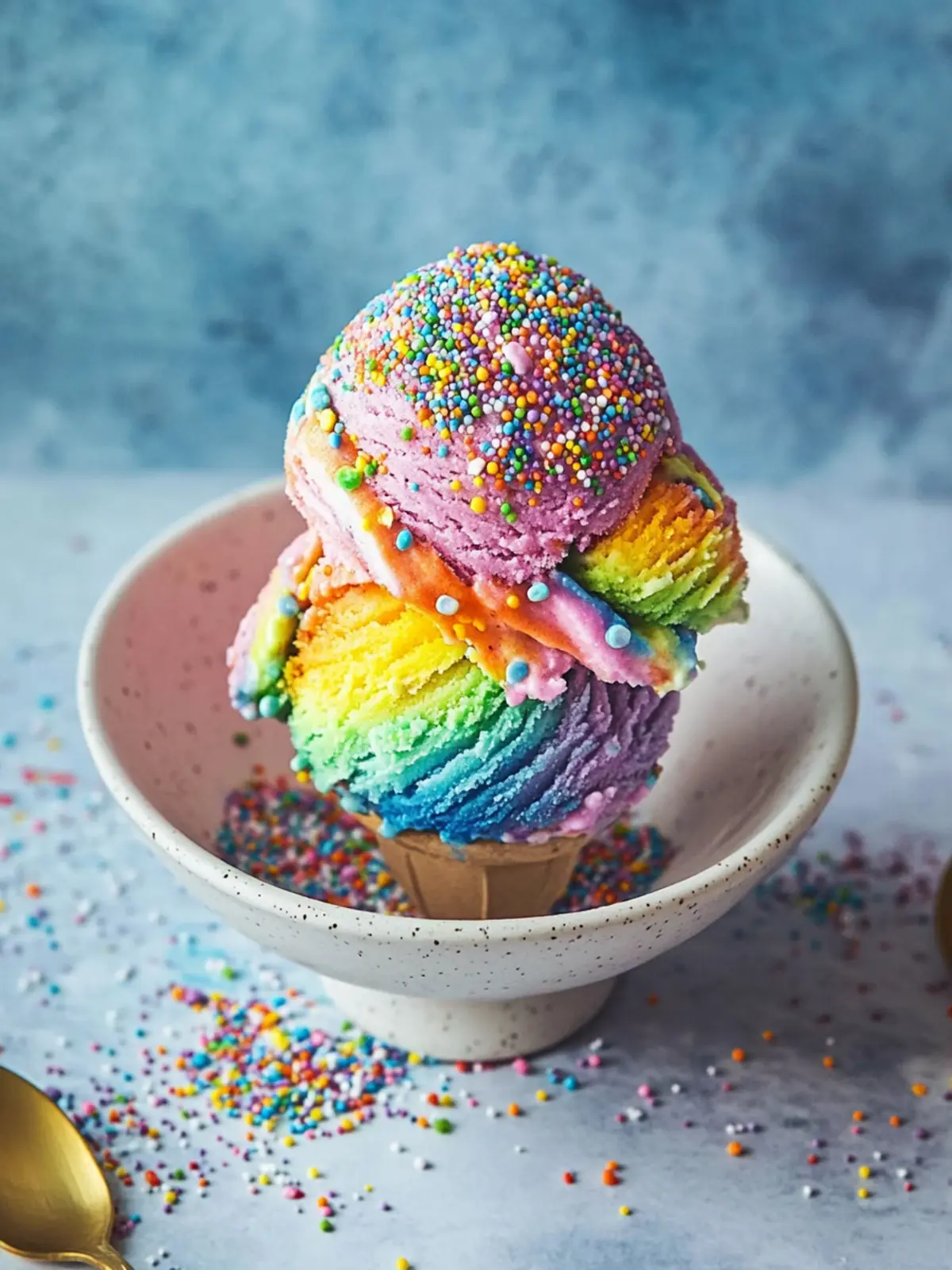 Colorful Rainbow Ice Cream That's Easy and No-Churn! 2 Rainbow Ice Cream