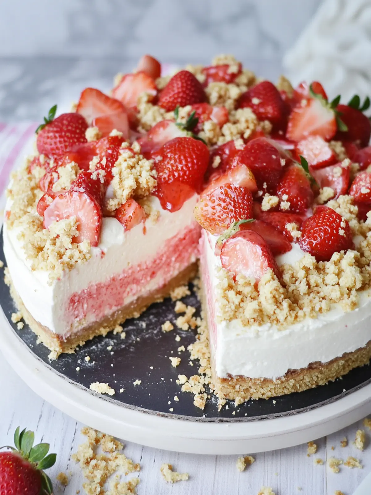 Irresistible Strawberry Crunch Cheesecake That's No-Bake Magic 2 Strawberry Crunch Cheesecake