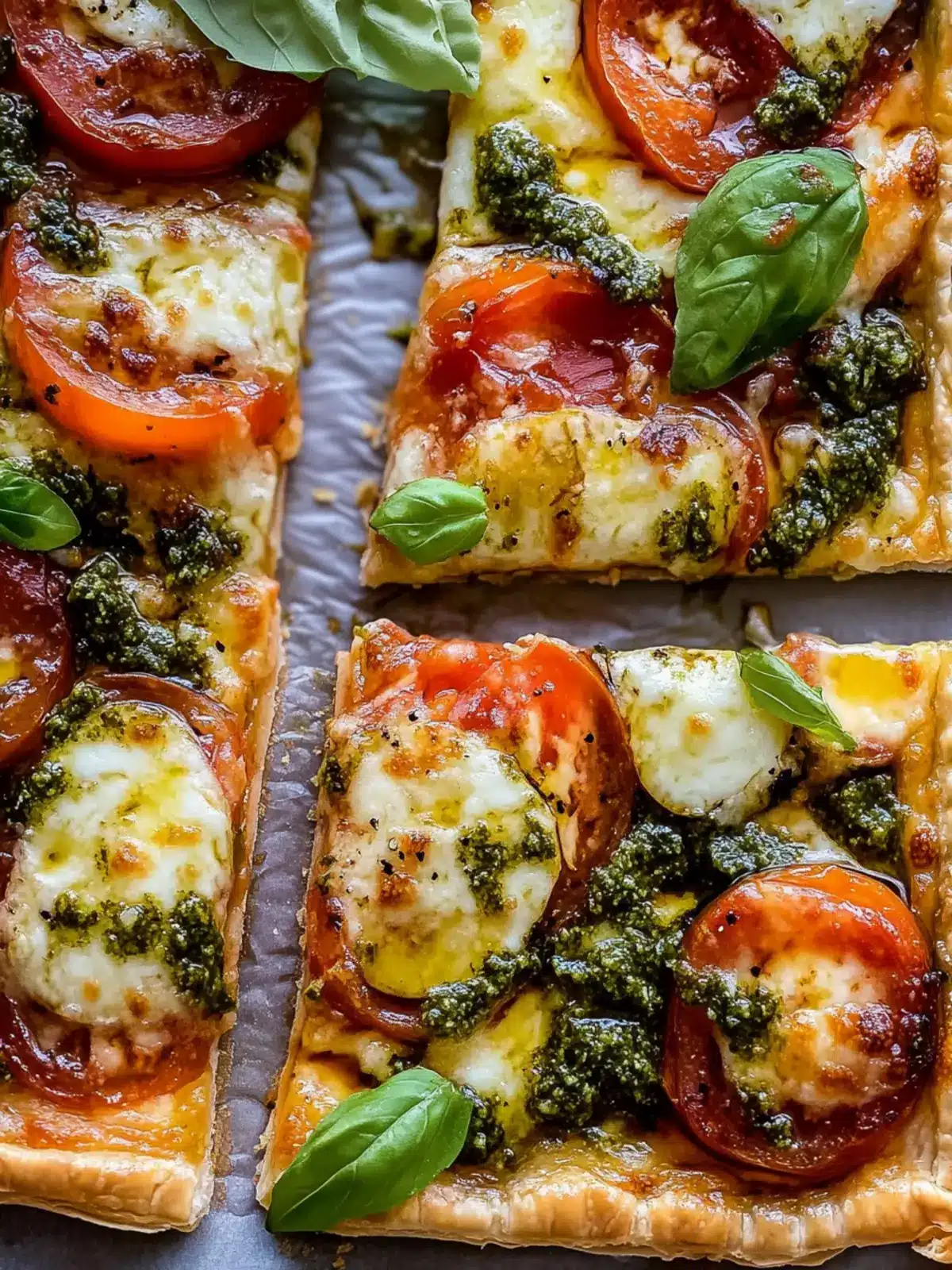 Mouthwatering Pesto Caprese Puff Pastry Pizza Delight 2 Pesto Caprese Puff Pastry Pizza