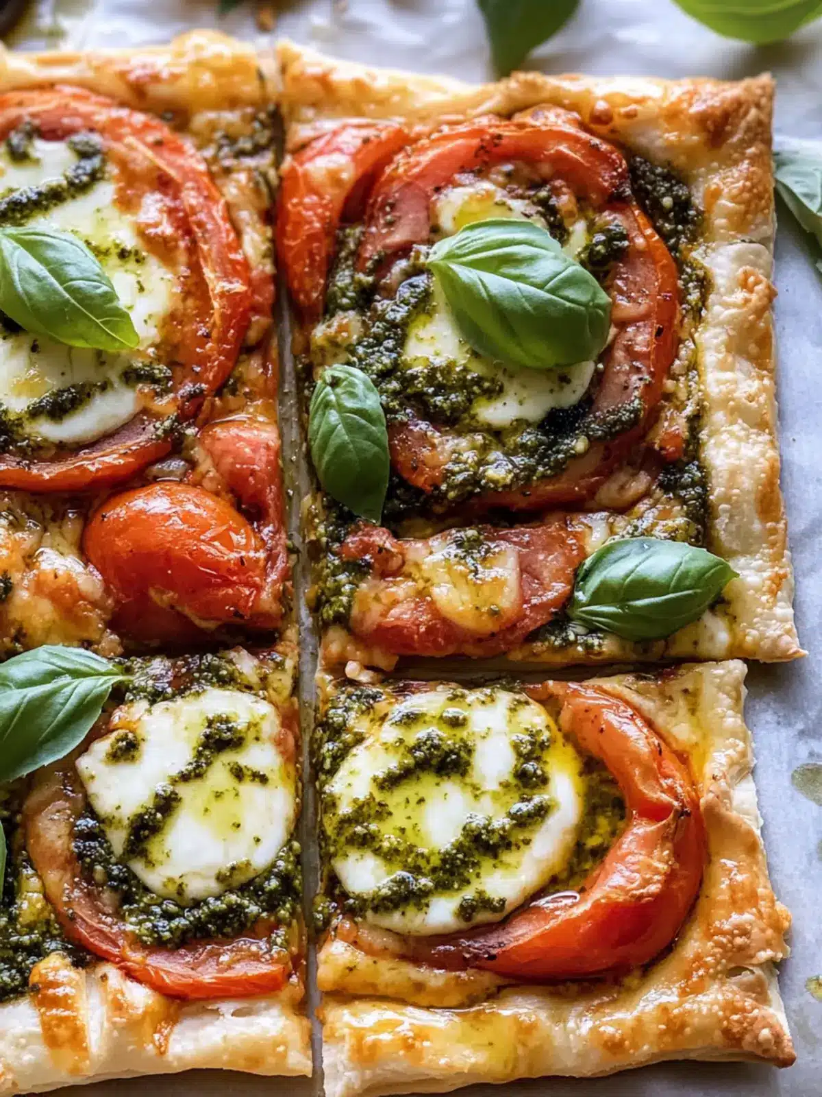 Mouthwatering Pesto Caprese Puff Pastry Pizza Delight 4 Pesto Caprese Puff Pastry Pizza