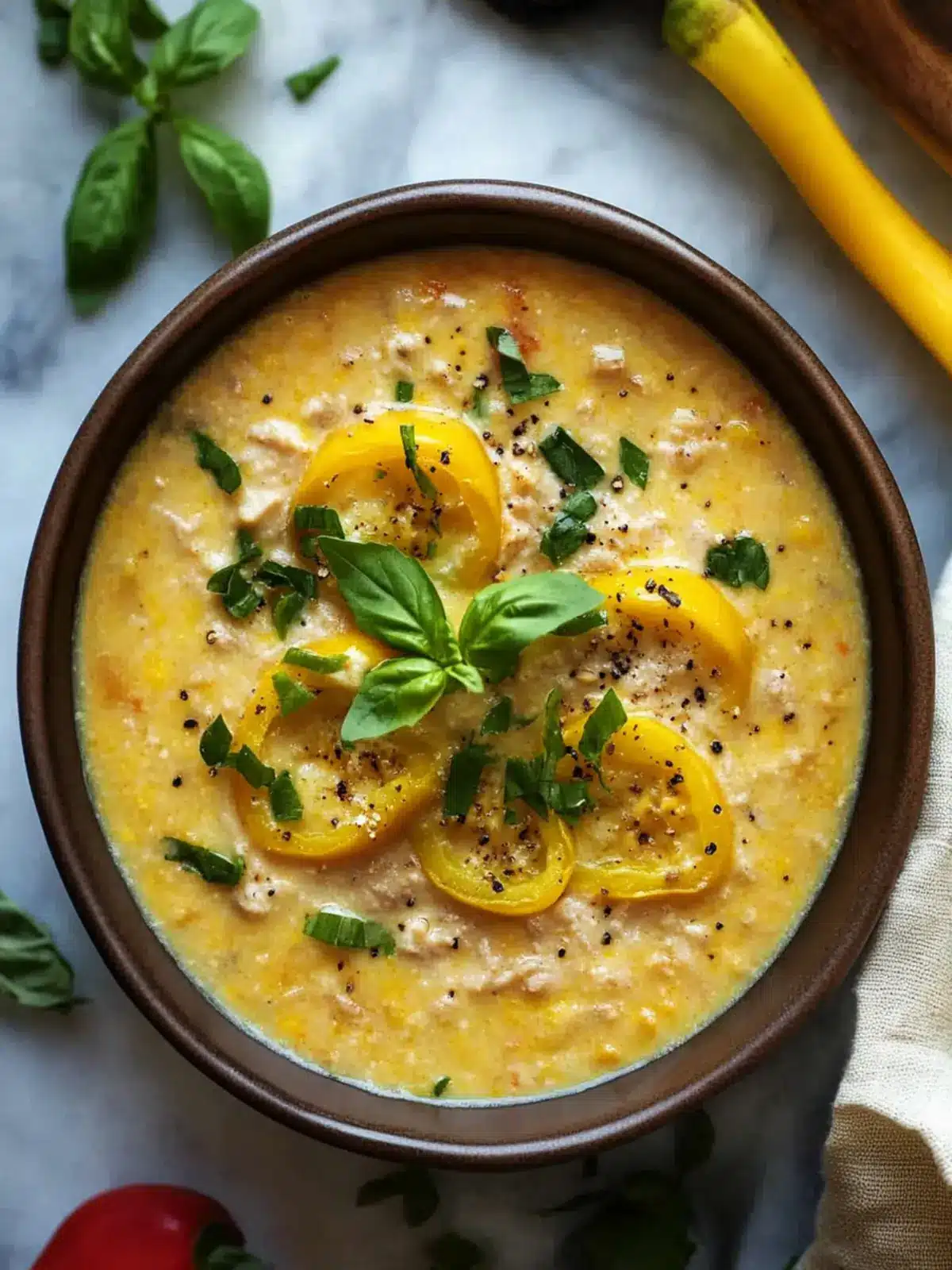 Savory Stuffed Banana Peppers Soup - One-Pot Comfort Bliss 4 Stuffed Banana Peppers Soup