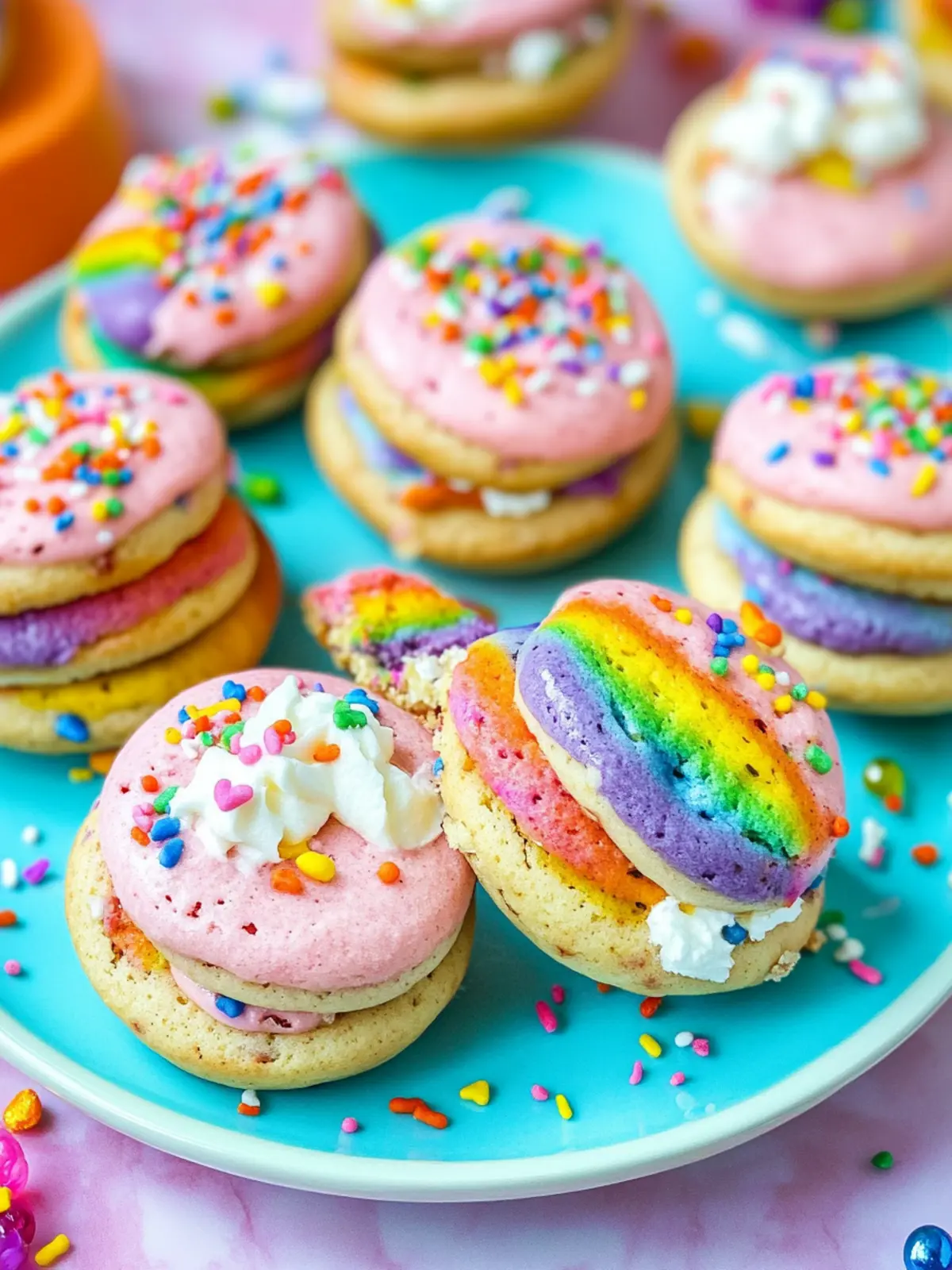 Rainbow Whoopie Pies: Celebrate with Colorful Festive Treats! 2 Rainbow Whoopie Pies