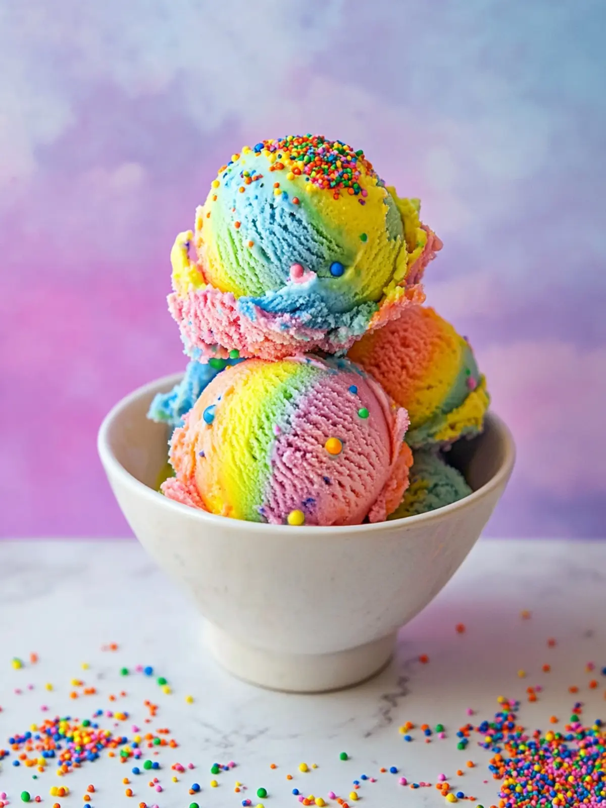 Colorful Rainbow Ice Cream That's Easy and No-Churn! 5 Rainbow Ice Cream