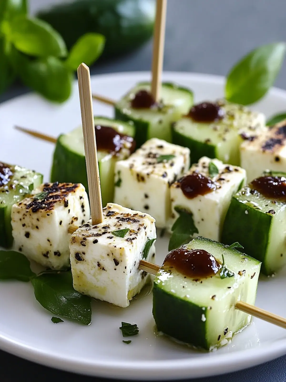 Delicious Feta Skewers with Cucumber for Effortless Snacking 3 Feta skewers with cucumber