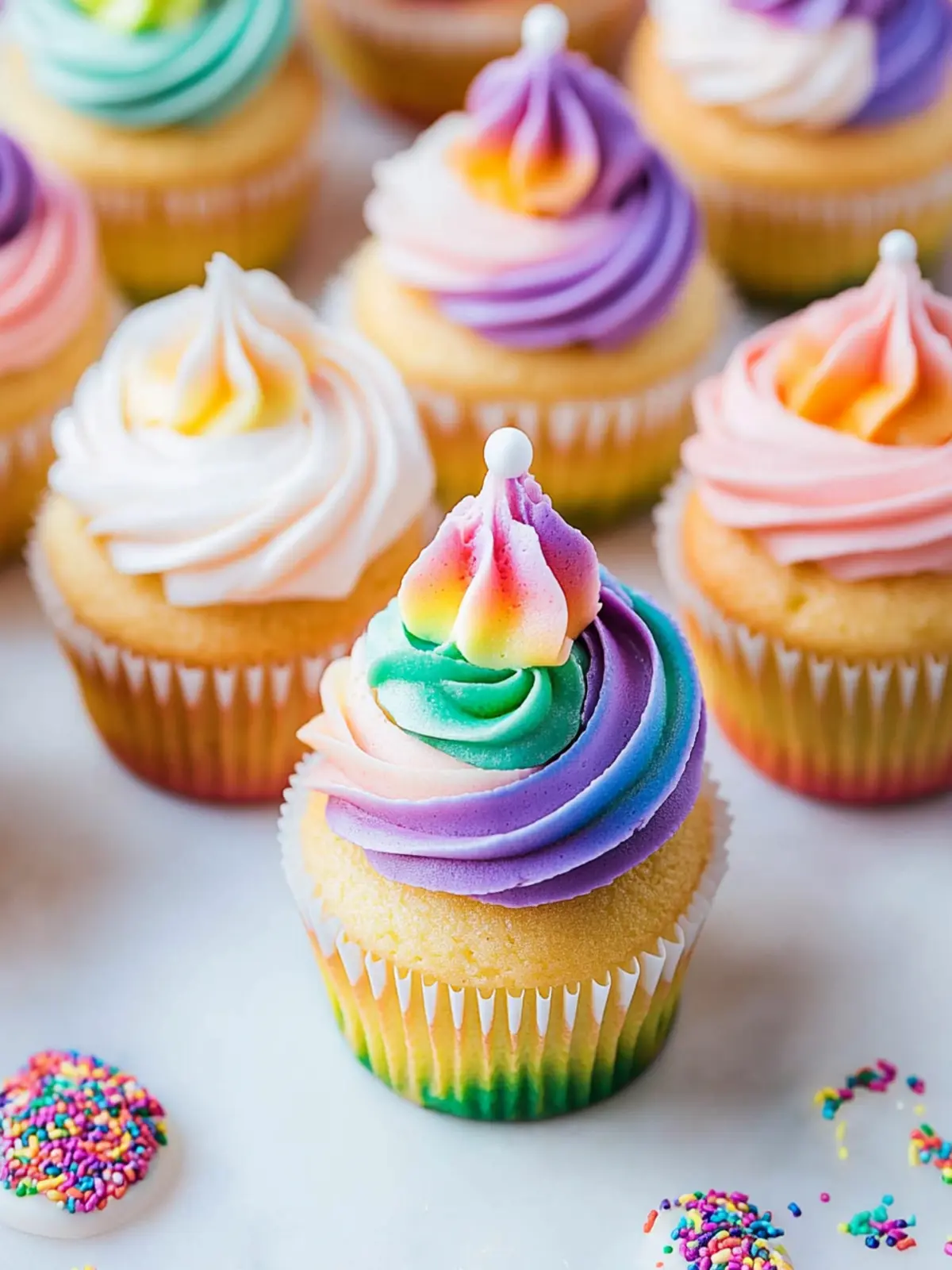 Delicious Rainbow Cupcakes with Fun Frosting Surprise 2 Rainbow Cupcakes