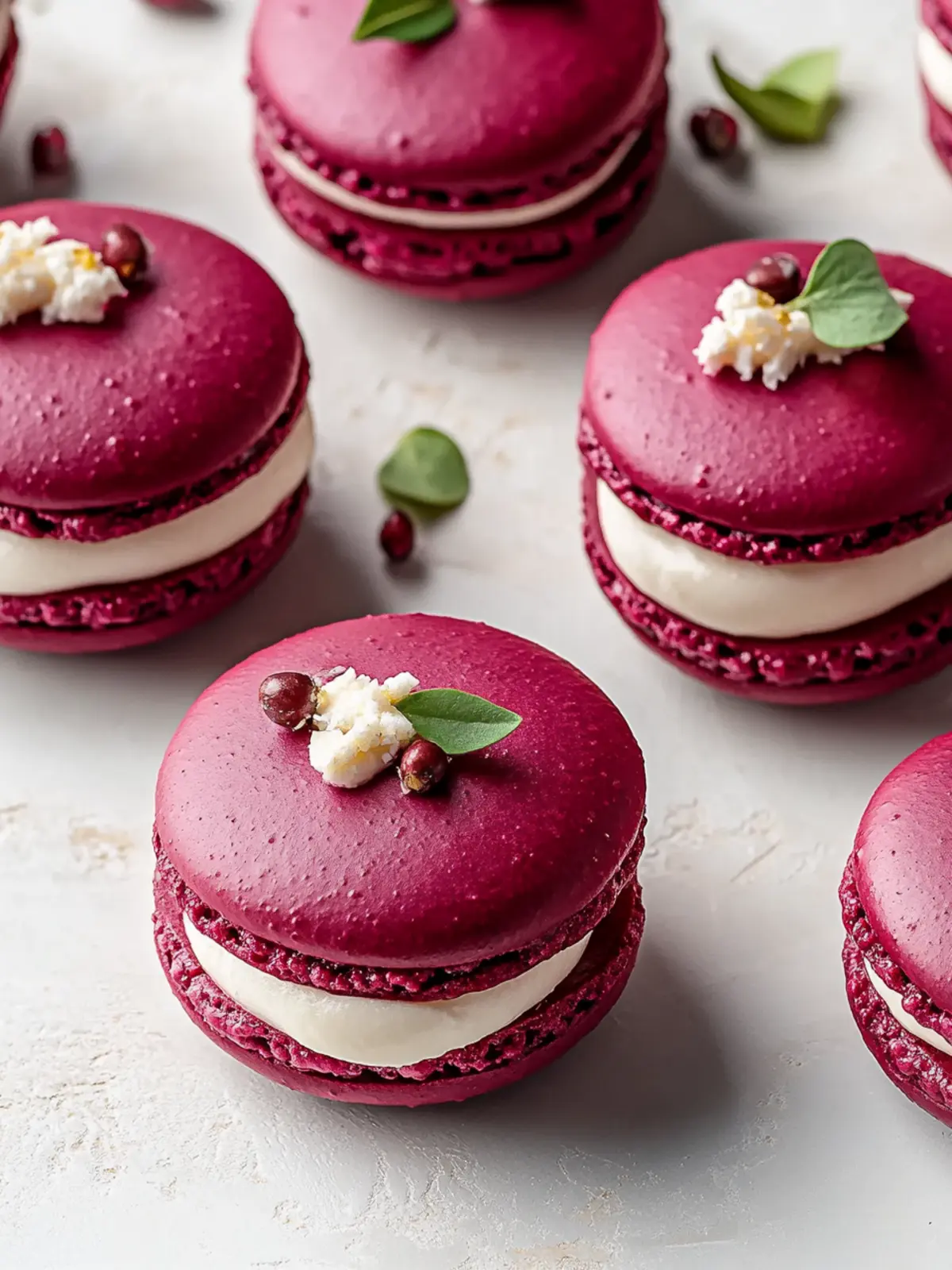 Elevate Your Snacks with Beet Macarons and Goat Cheese Delight 3 Beet Macarons with Goat Cheese