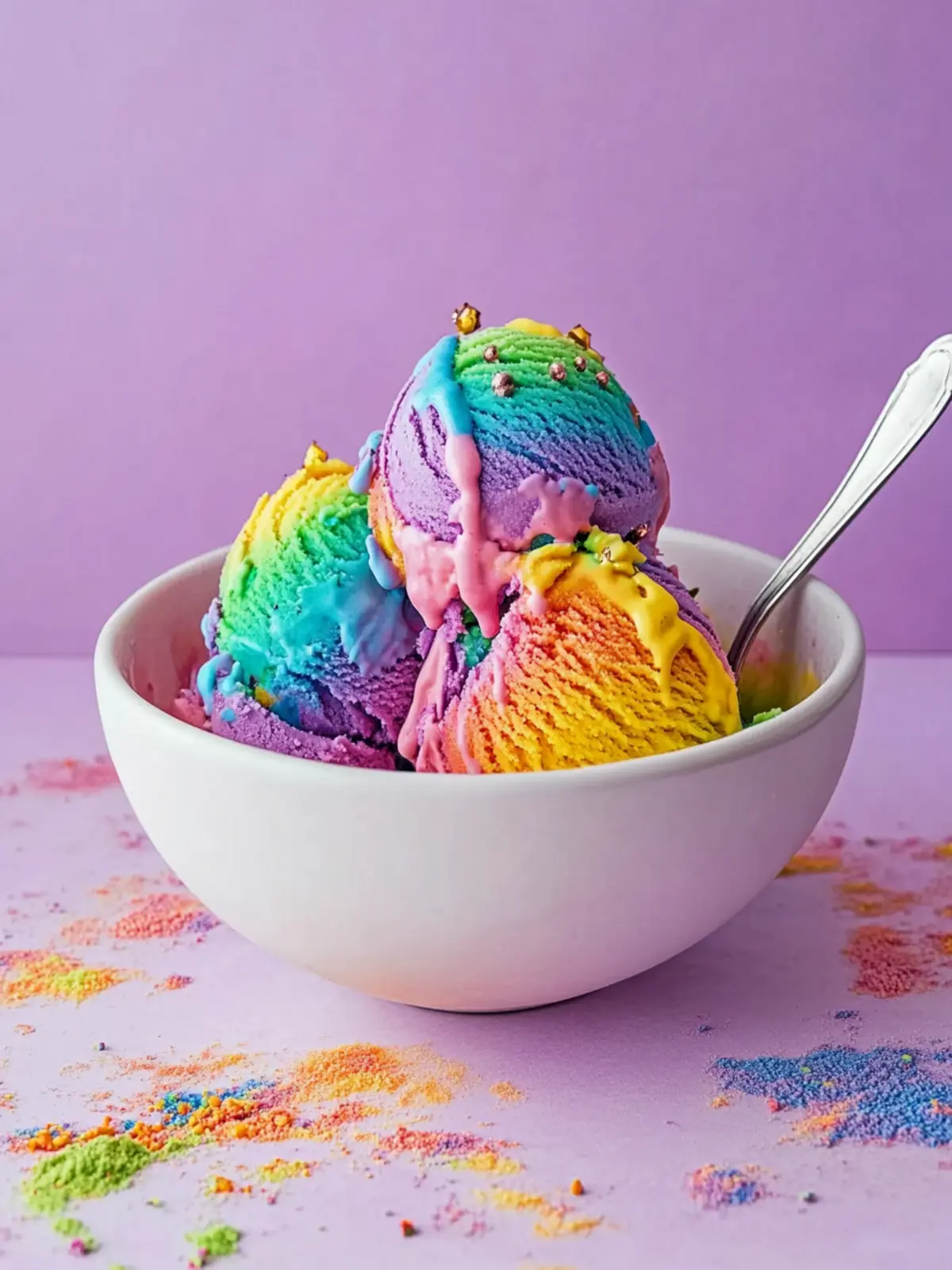 Colorful Rainbow Ice Cream That's Easy and No-Churn! 3 Rainbow Ice Cream