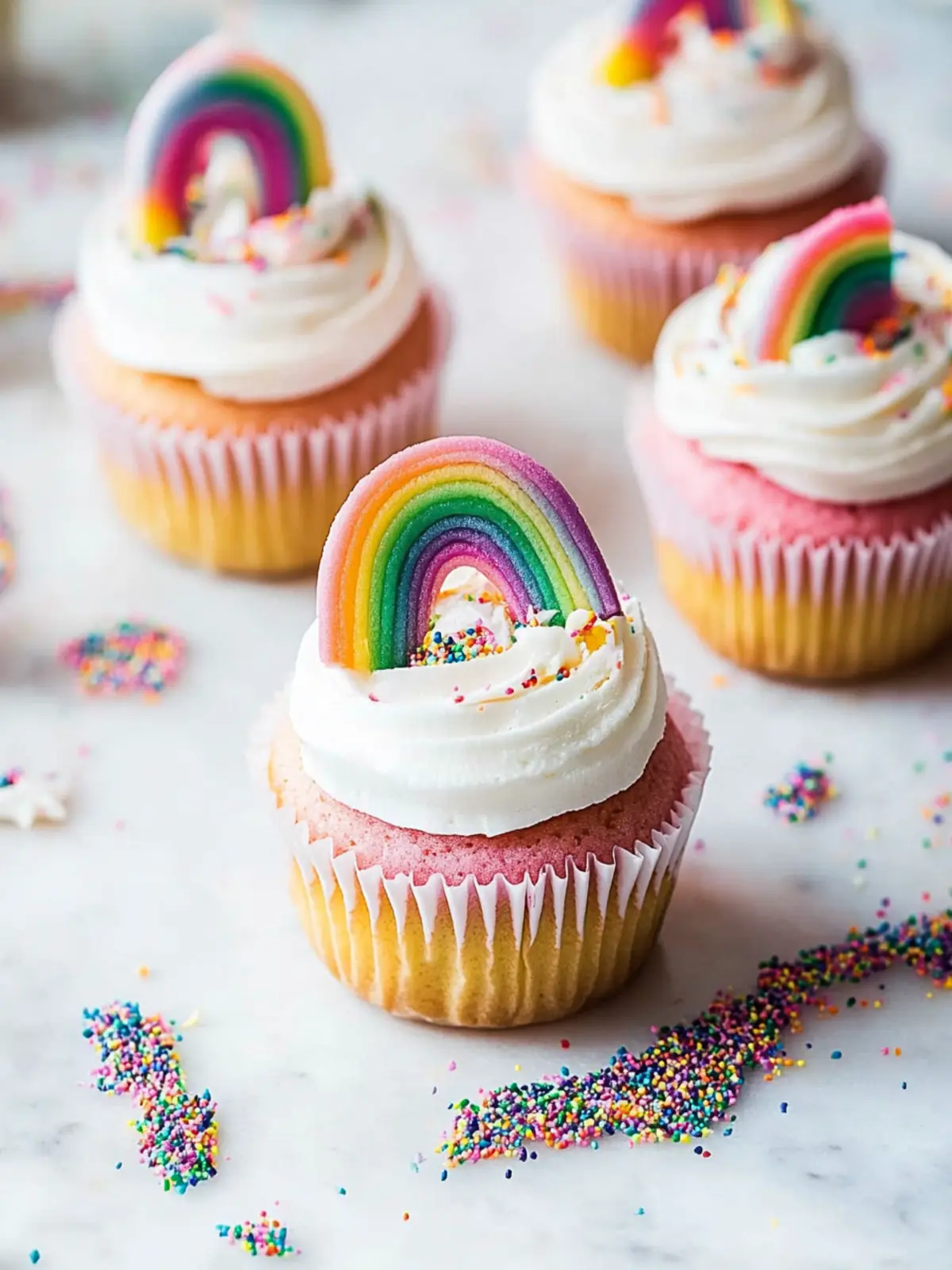 Delicious Rainbow Cupcakes with Fun Frosting Surprise 4 Rainbow Cupcakes
