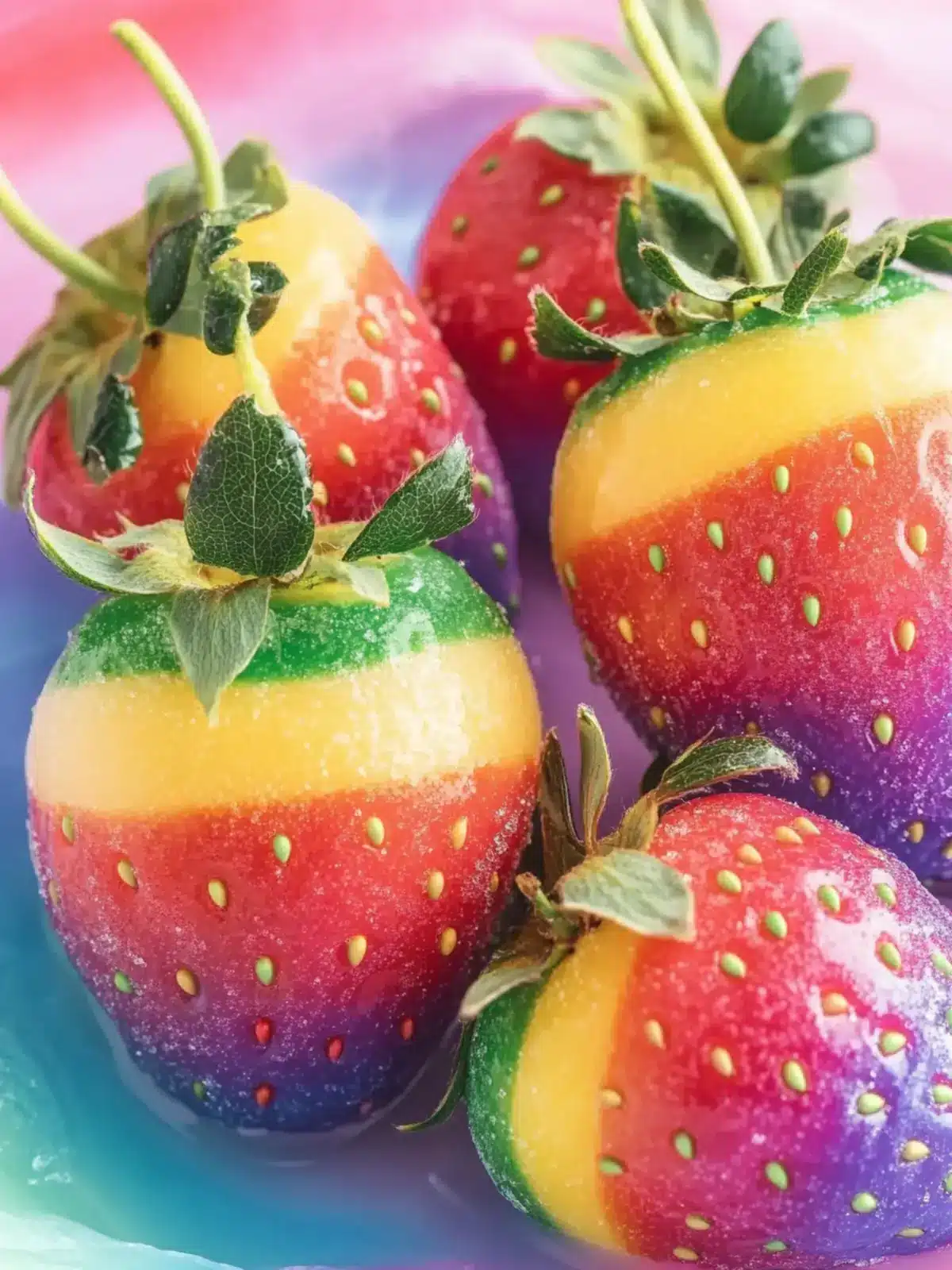 Rainbow Candy Coated Strawberries: A Sweet Colorful Treat 2 Rainbow Candy Coated Strawberries