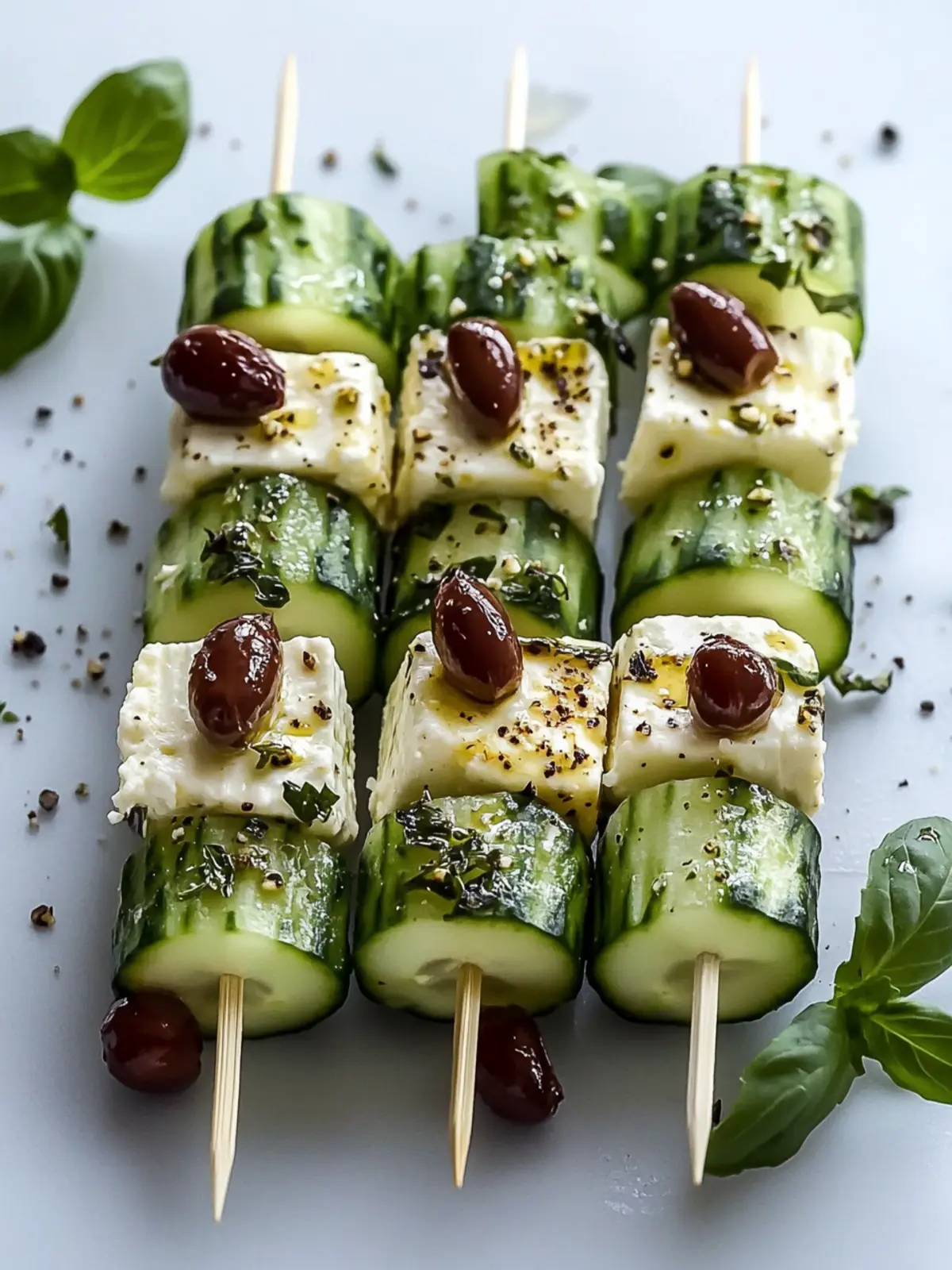 Delicious Feta Skewers with Cucumber for Effortless Snacking 5 Feta skewers with cucumber