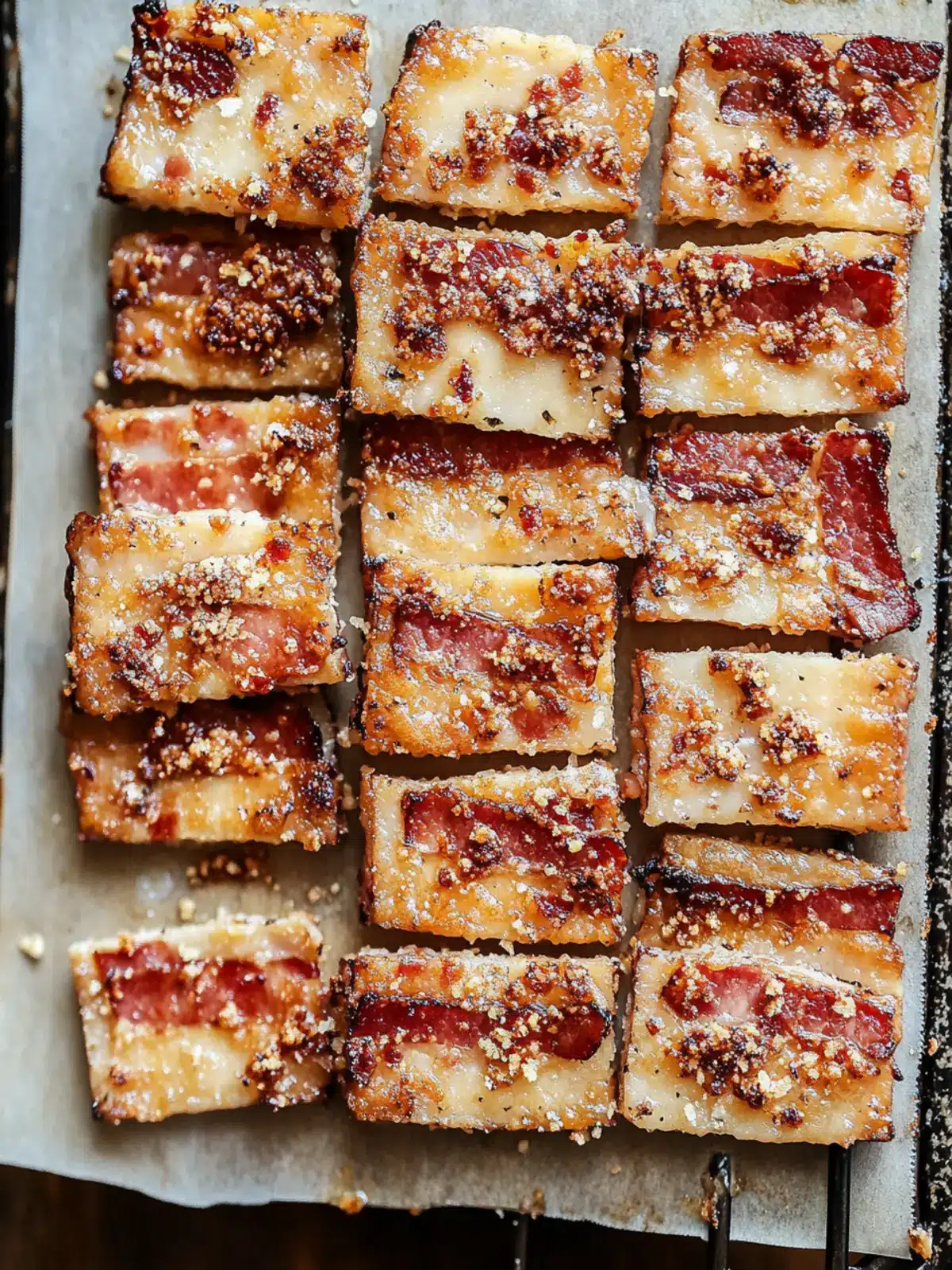 Parmesan Candied Bacon Crackers: Irresistibly Crunchy Snack! 5 Parmesan Candied Bacon Crackers