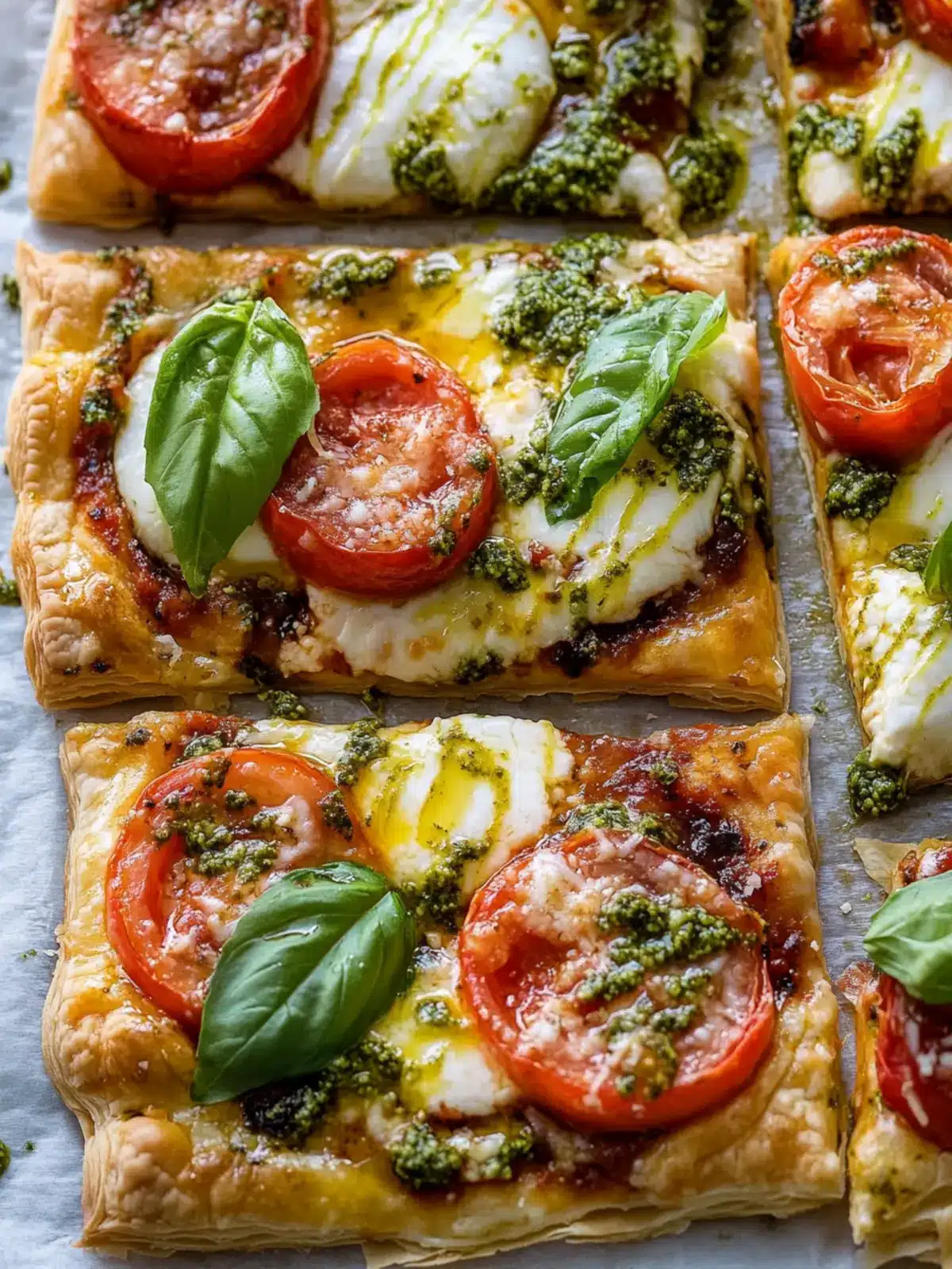 Mouthwatering Pesto Caprese Puff Pastry Pizza Delight 5 Pesto Caprese Puff Pastry Pizza