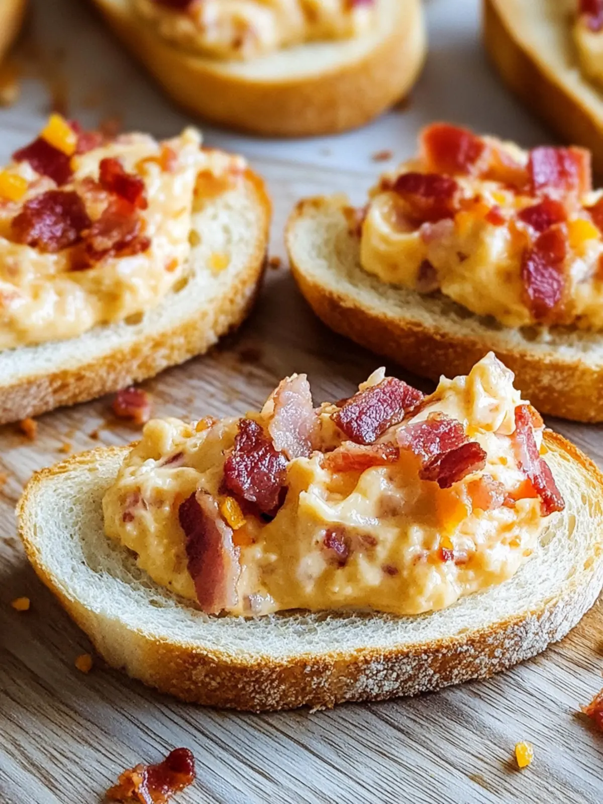 Pimento Cheese and Bacon Crostini for Ultimate Snack Vibes 4 Pimento Cheese and Bacon Crostini