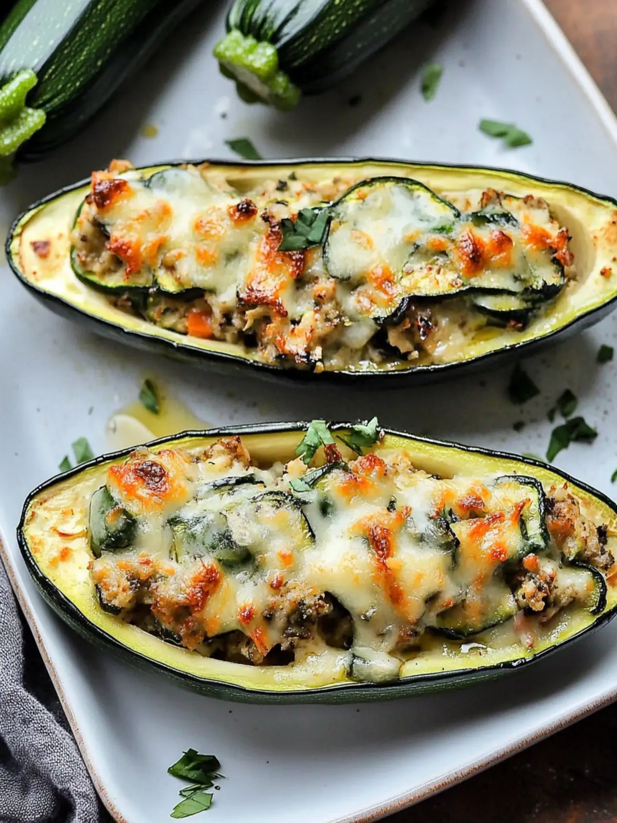 Zucchini Boats Stuffed with Spinach Mushroom Ricotta Magic 4 Zucchini Boats Stuffed