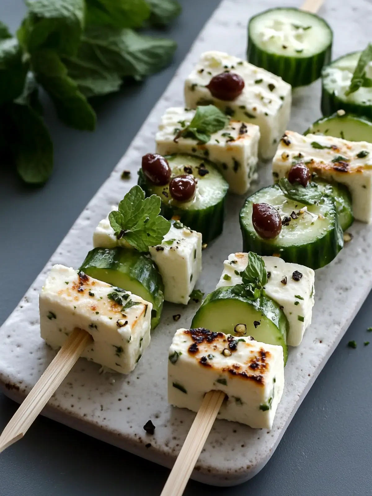 Delicious Feta Skewers with Cucumber for Effortless Snacking 2 Feta skewers with cucumber