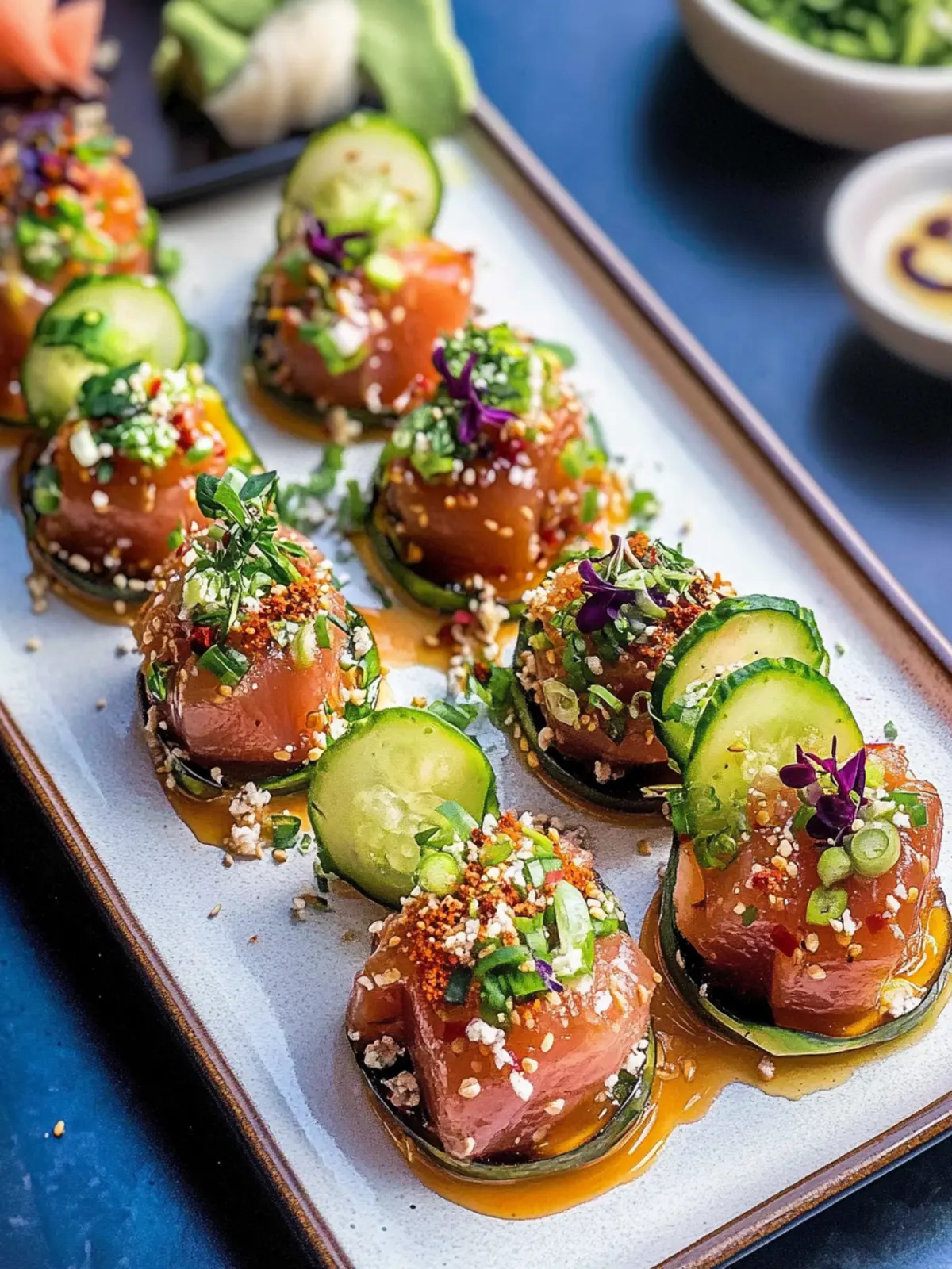 Savory Ahi Tuna Poke Bites with Spicy Sriracha Mayo 4 Ahi Tuna Poke