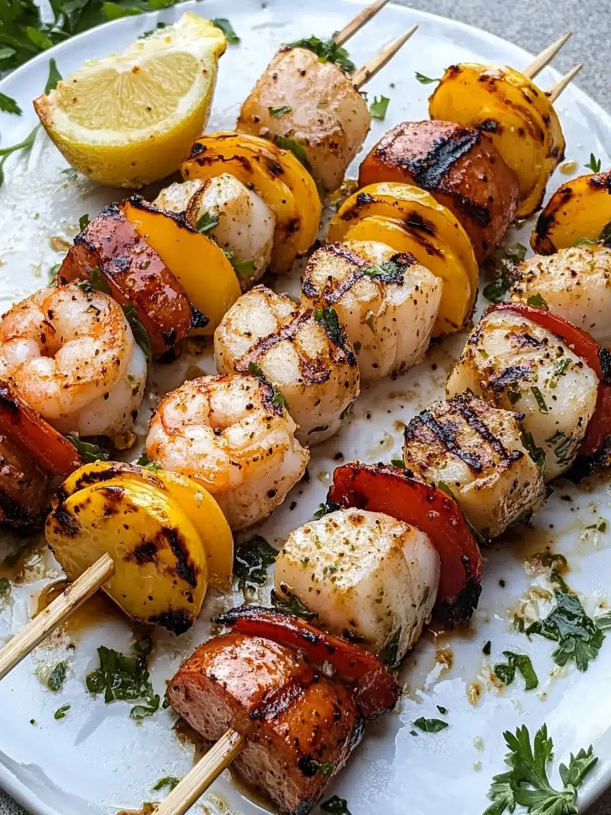 Grilled Seafood Skewers with Spicy Sausage for a Flavor Boost 3 Grilled Seafood Skewers